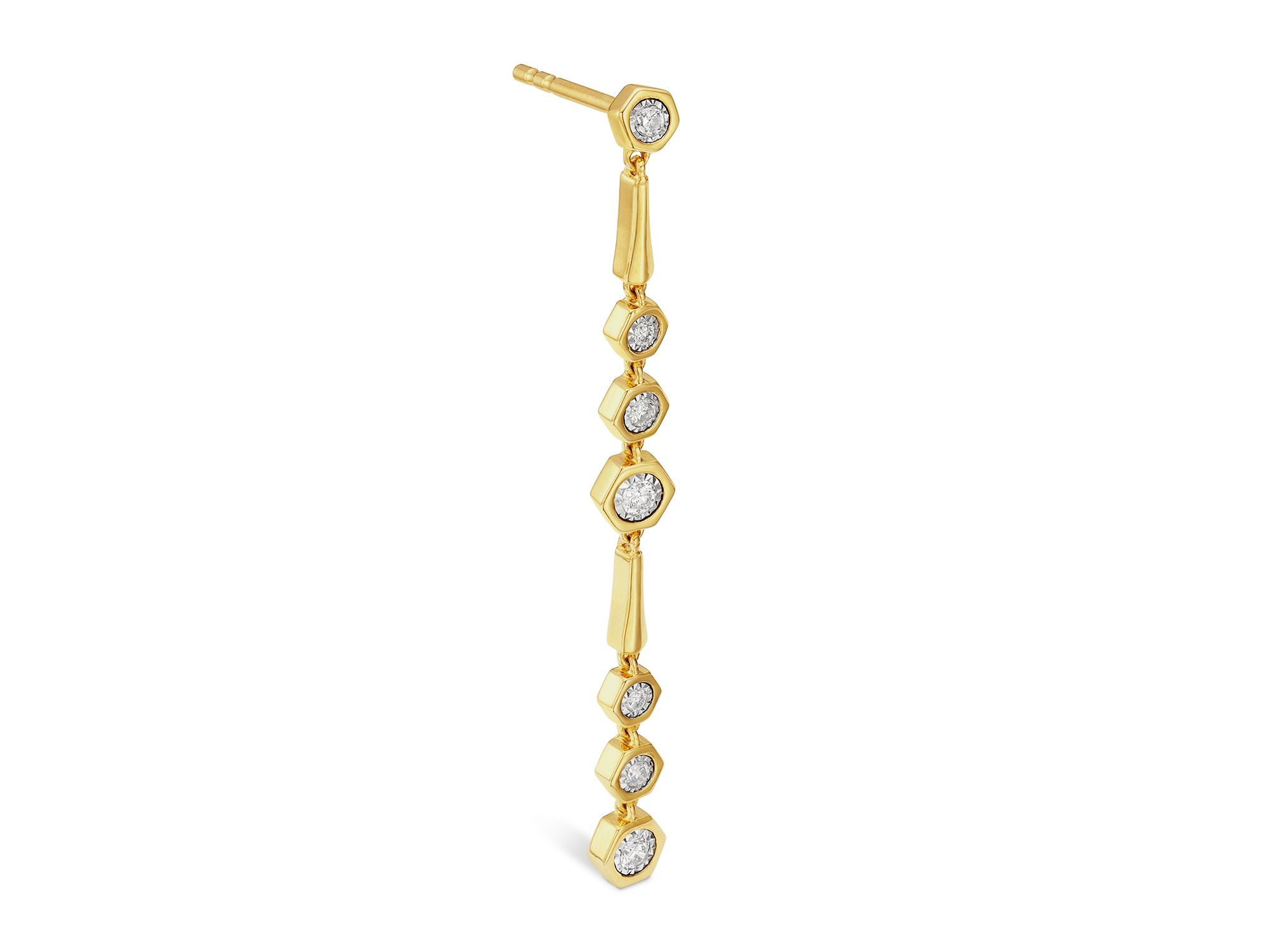 Diamond Linear Drop Earrings in 14K Yellow Gold, 0.20 tcw — Image 3