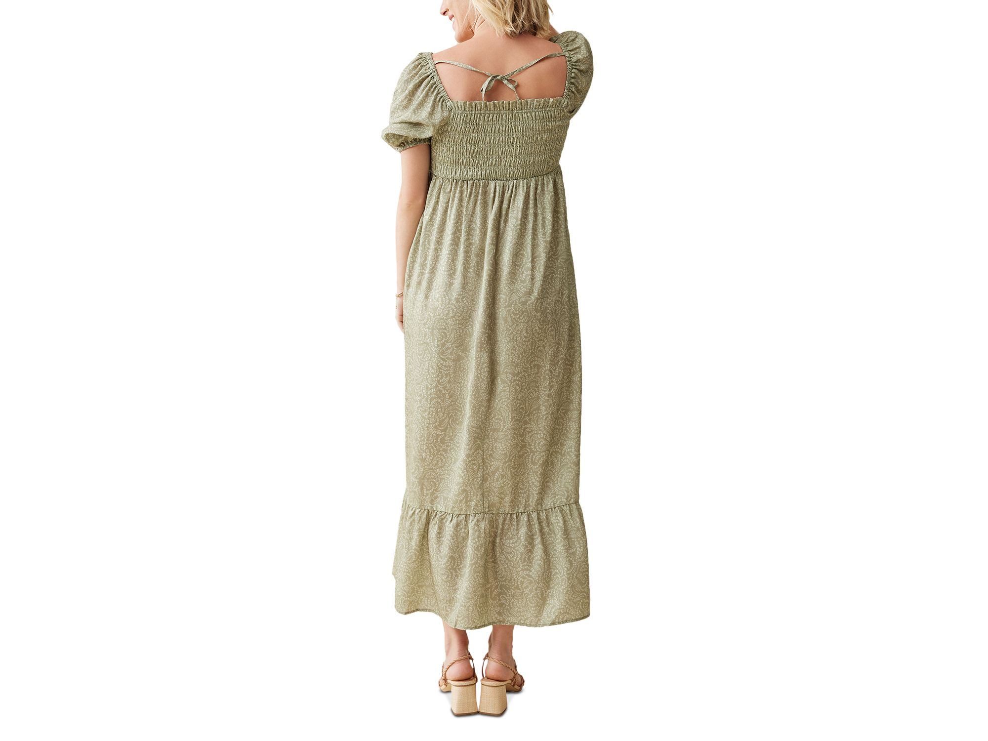 Elbow Sleeve Smocked Maxi Dress — Image 4