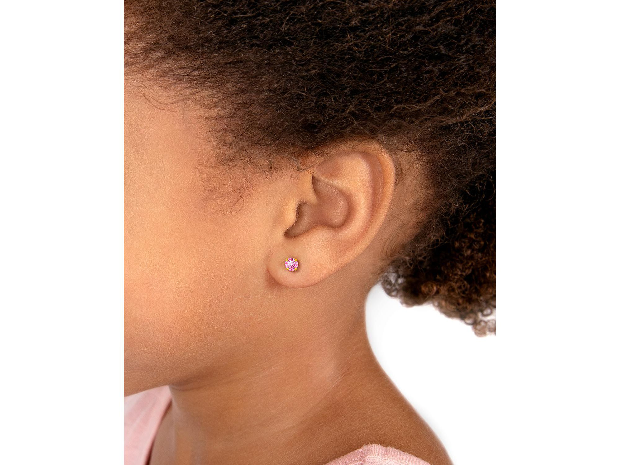 Children's 14K Gold 4mm Crystal Birthstone Studs Girls' Screw Back Earrings — Image 3