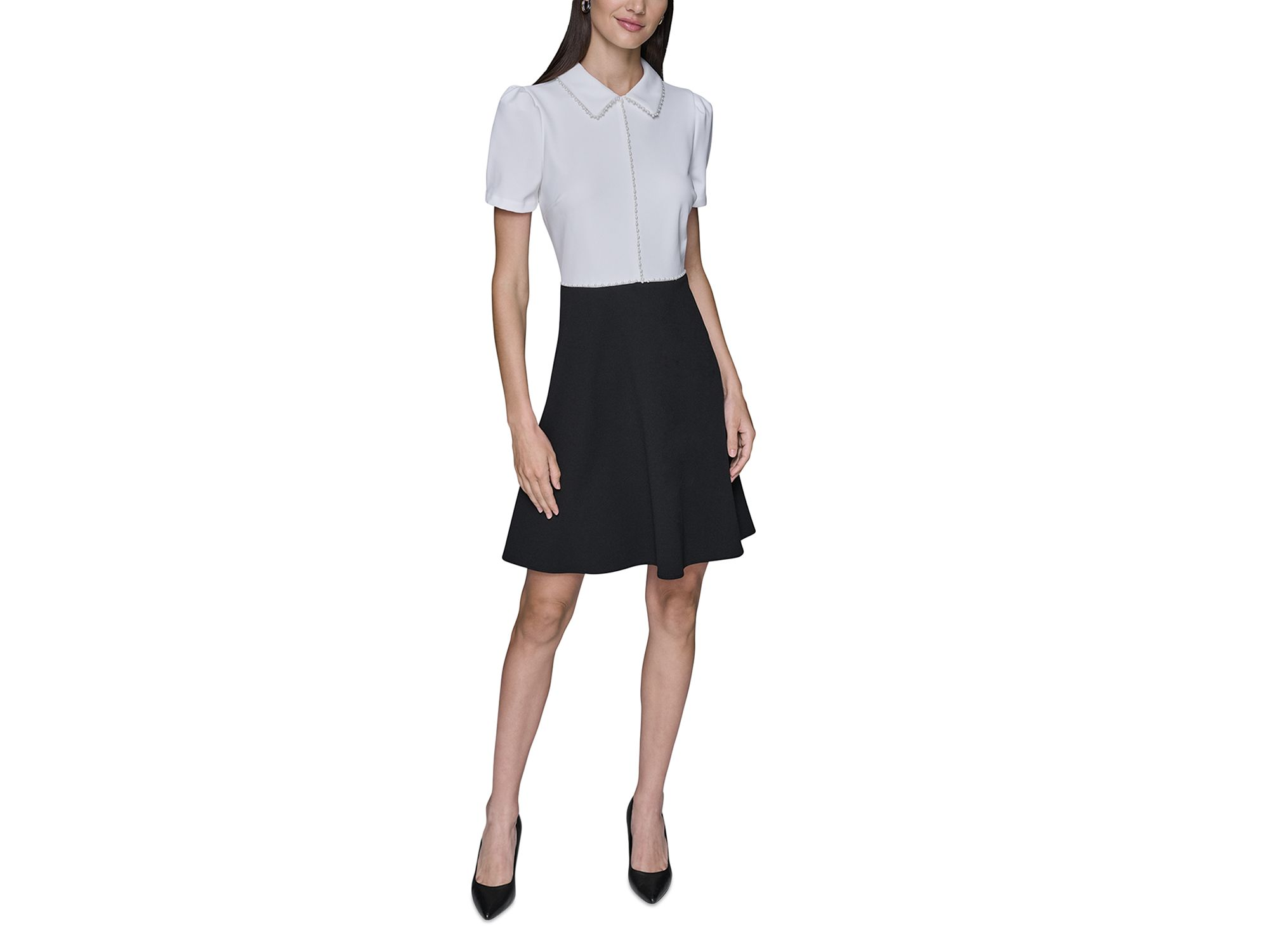 Scuba Crepe Fit & Flare Dress — Image 3