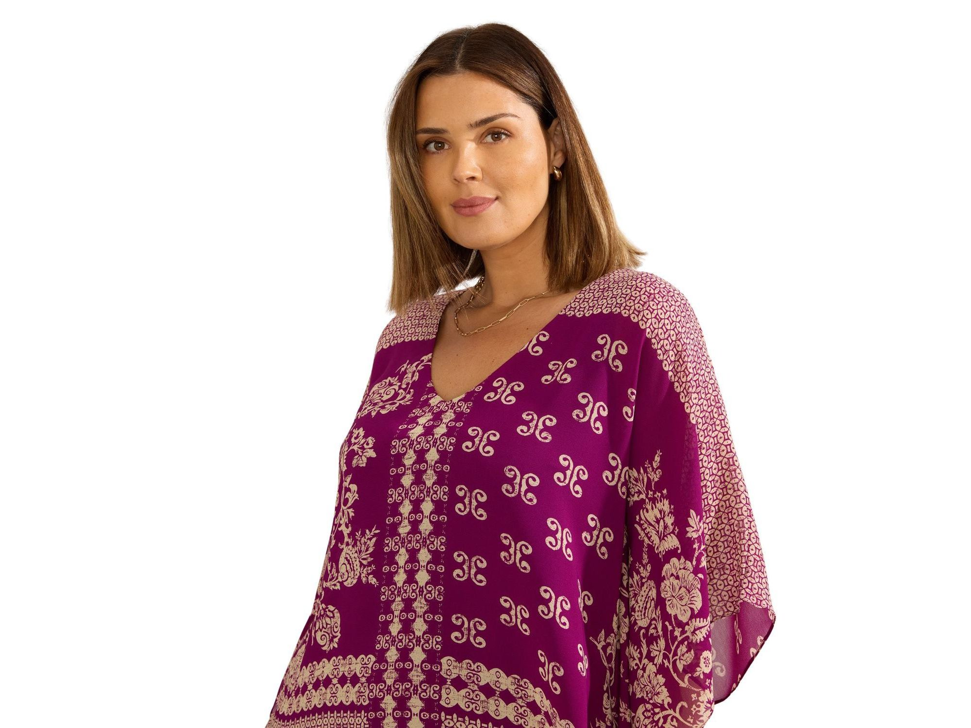 Bandana Print Chiffon V-Neck Top — Image 3