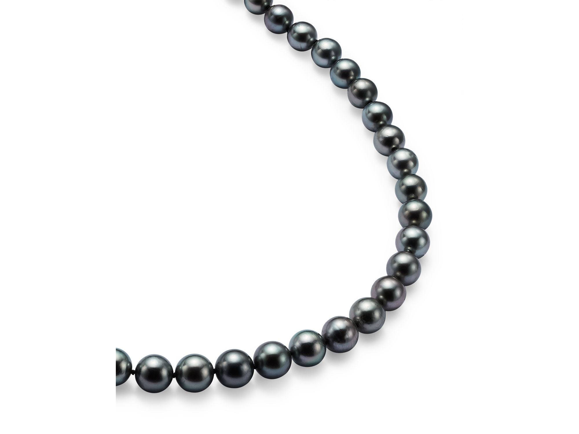 Tahitian Black Cultured Pearl Strand Necklace in 14K Yellow Gold, 18" — Image 5