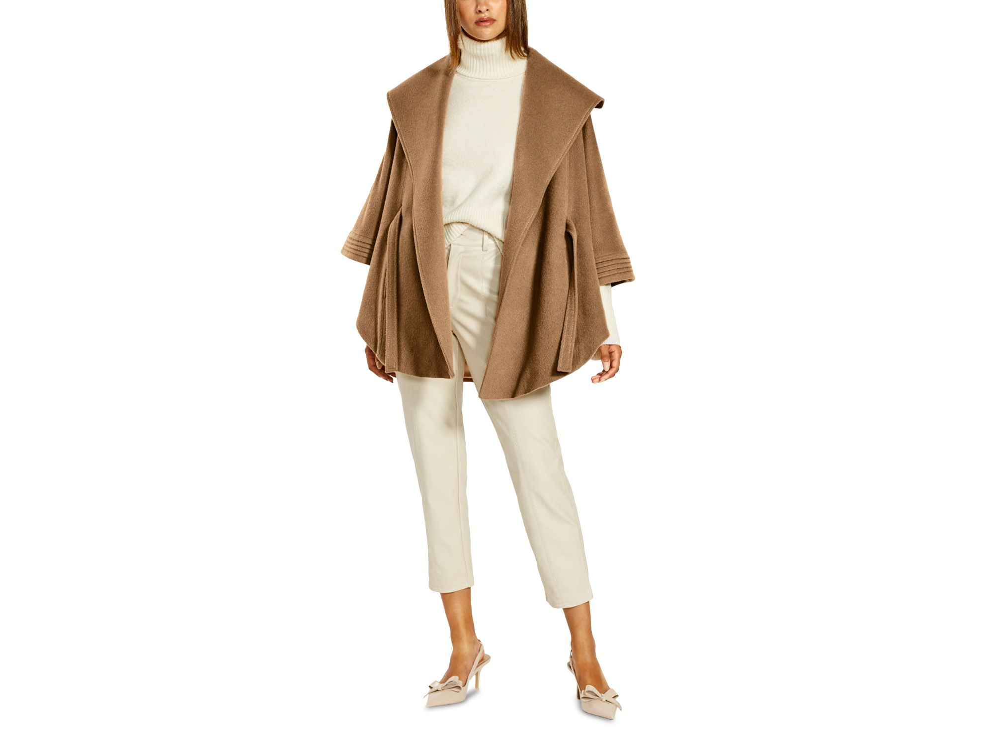 Belted Shawl Collar Cape Coat — Image 4