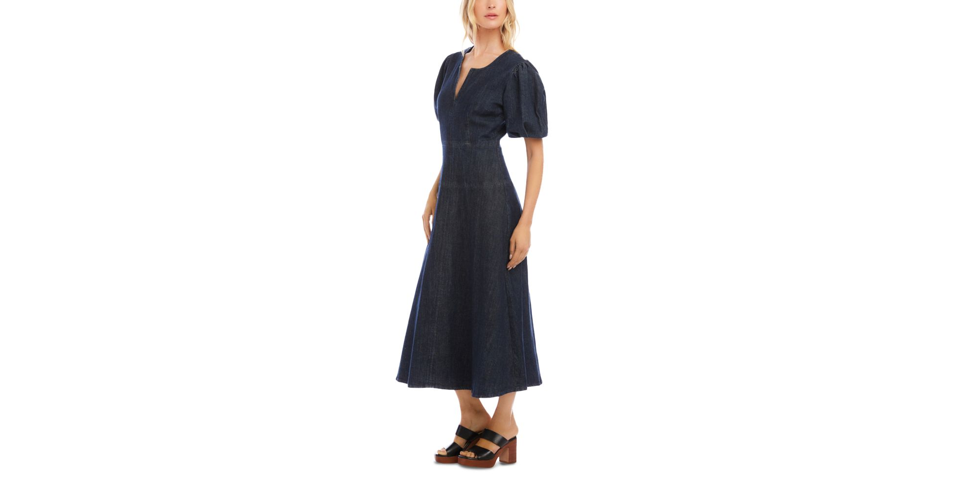 Puffed Sleeve Midi Dress — Image 5