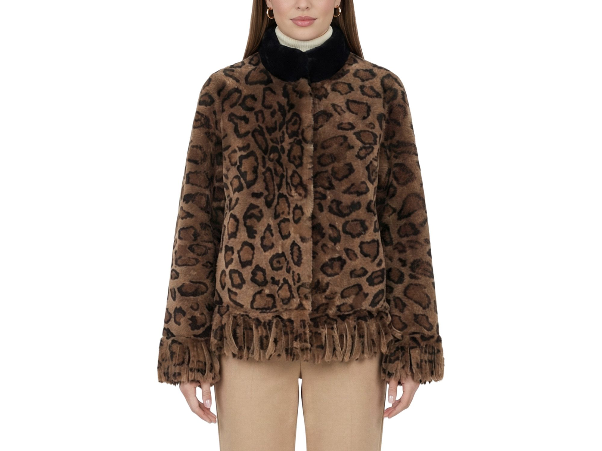 Shearling Lamb Jacket with Fringes — Image 3