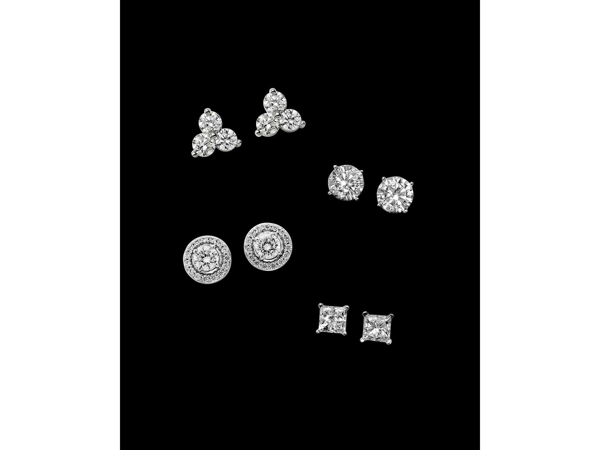 Diamond Princess-Cut Studs in 14K White Gold, 0.25 tcw - 1.50 tcw — Image 3