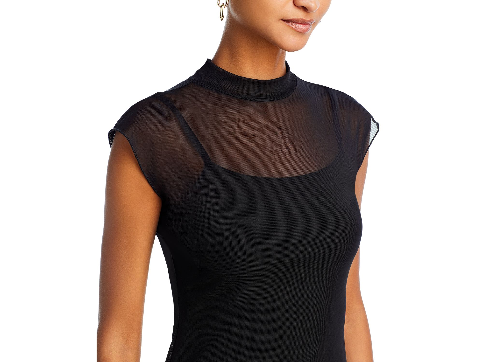 Mesh Mock Neck Top - Exclusive — Image 3