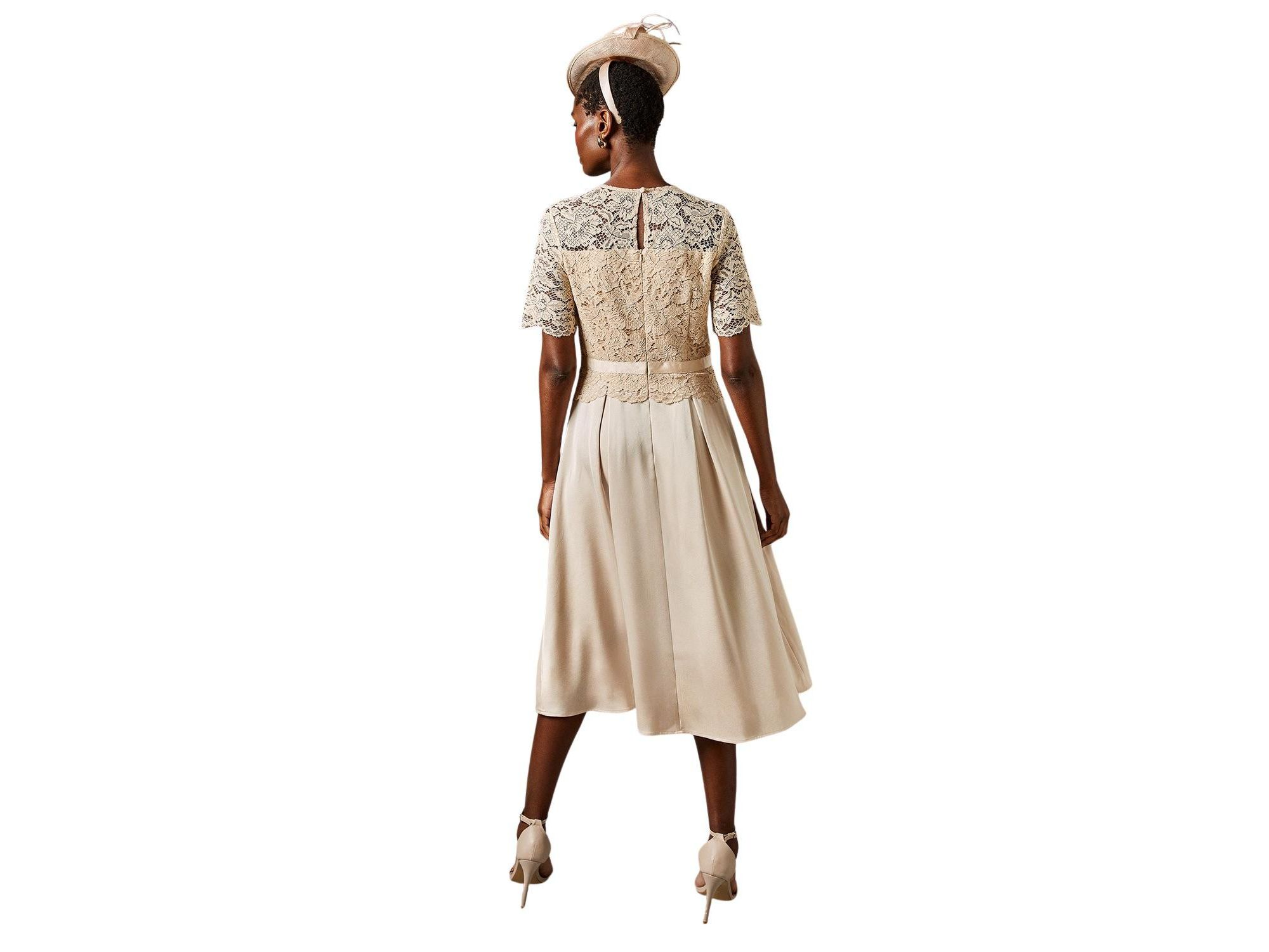 Lace And Crepe Full Skirted Midi Dress — Image 4