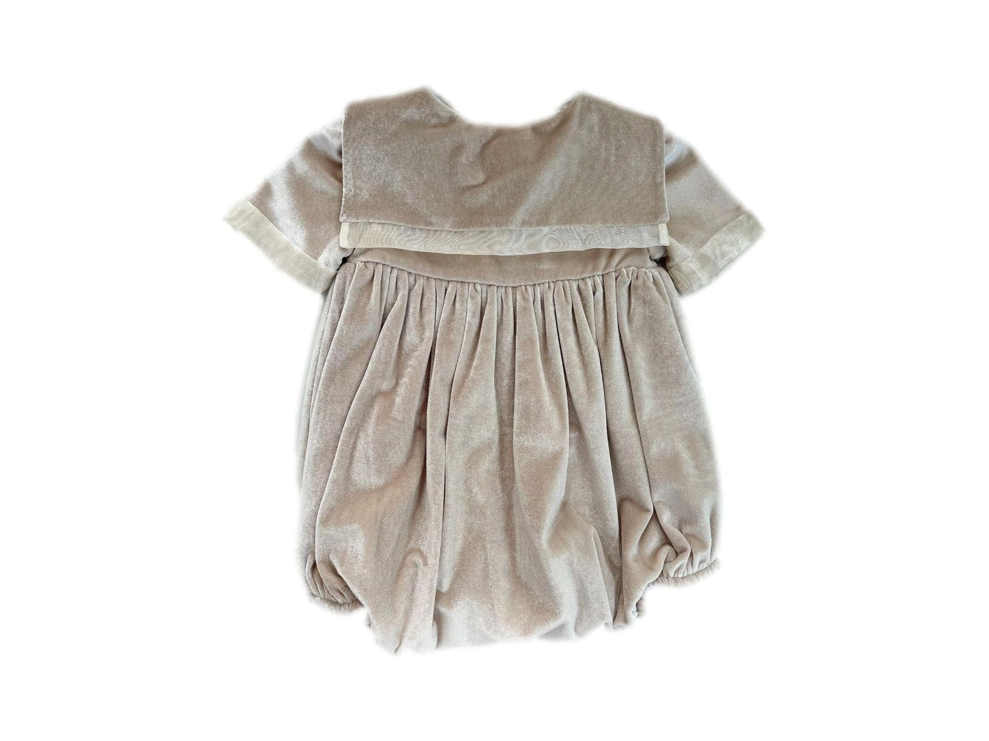 Unisex Petite Maison Helenus Sailor Neck Tie Velour Bubble Romper — Image 3