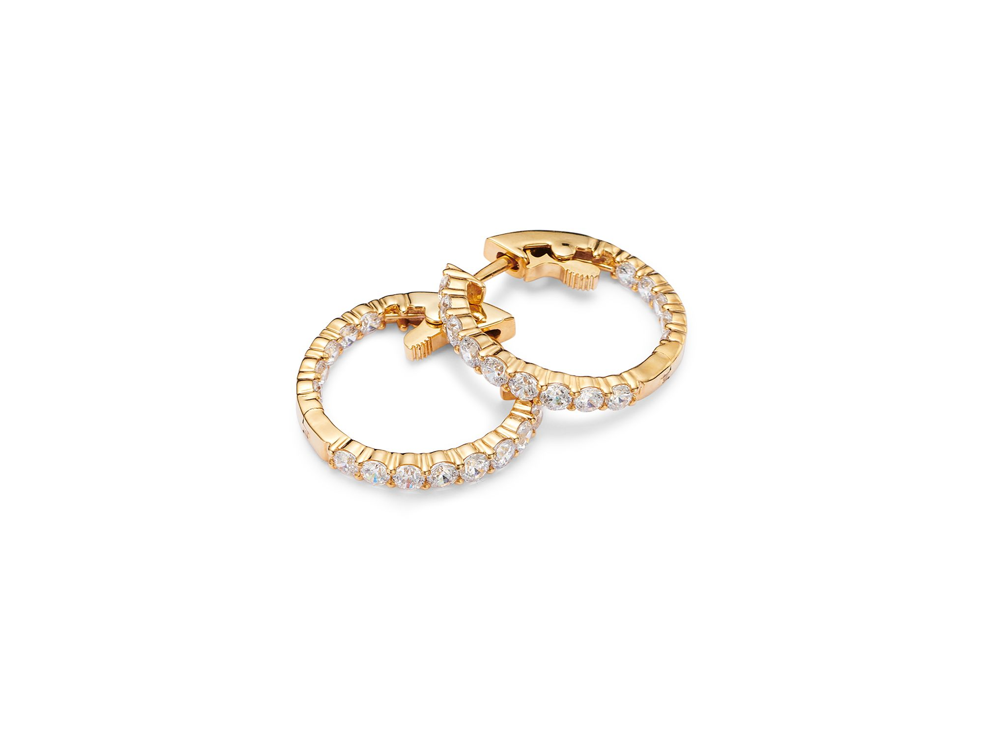 Diamond Inside Out Hoop Earrings in 14K Yellow Gold, 2.0 tcw — Image 3