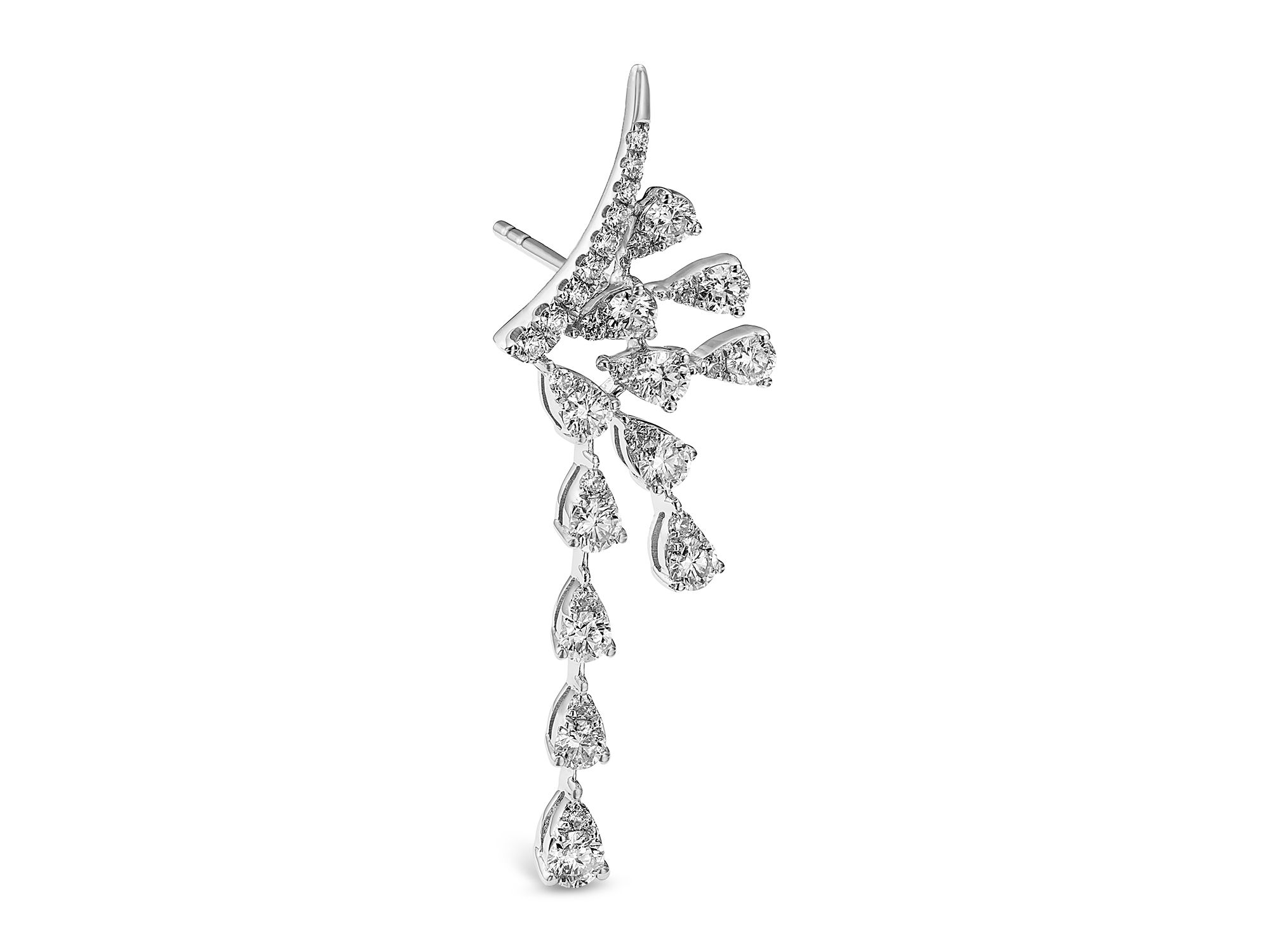 Diamond Drop Earrings in 14K White Gold, 1.25 tcw — Image 3