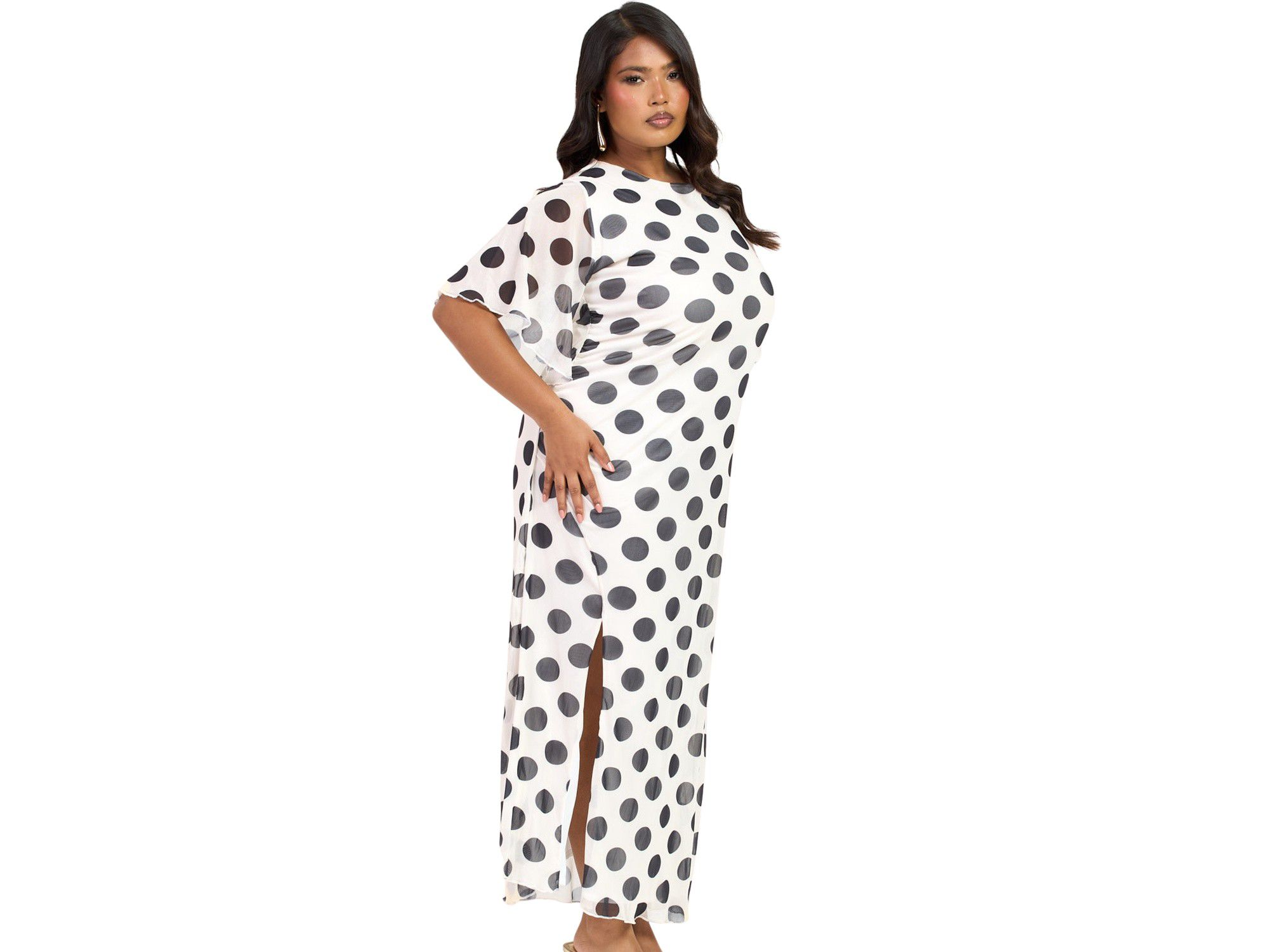 Large Polka Dot Ruched Side Maxi Dress — Image 3