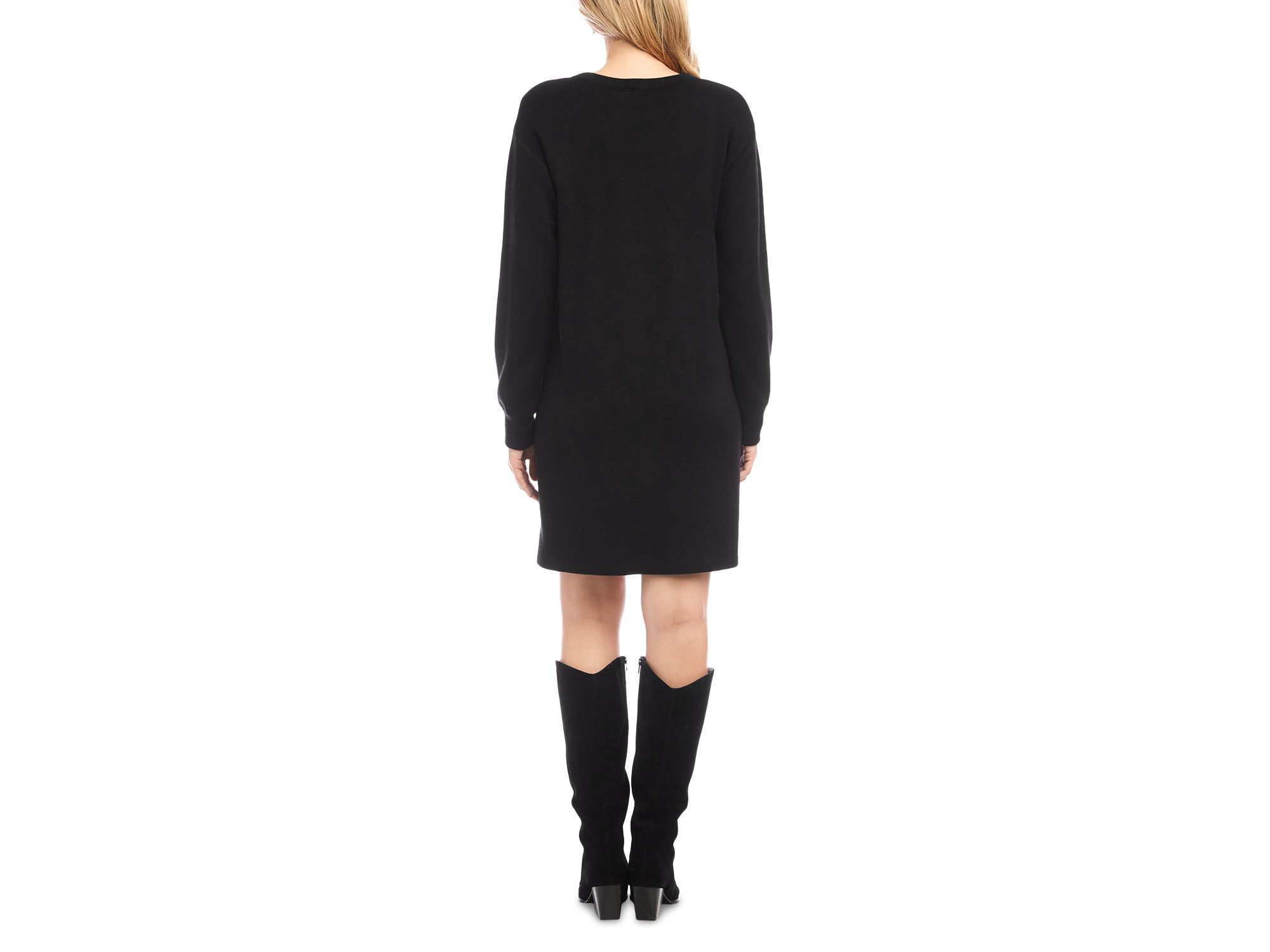 Long Sleeve V Neck Button Detail Dress — Image 7