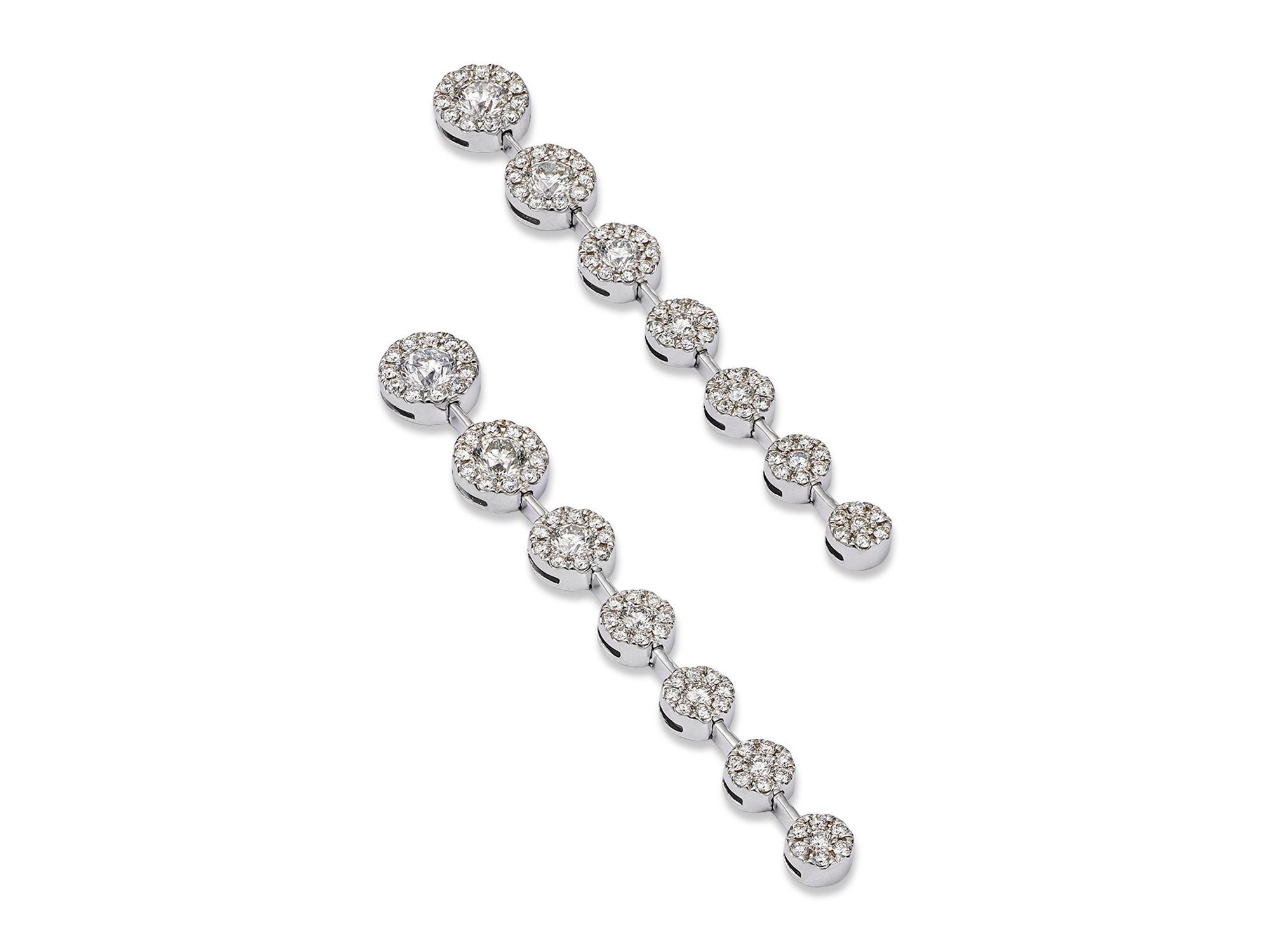 Diamond Drop Earrings in 14K White Gold, 1.50 tcw — Image 3