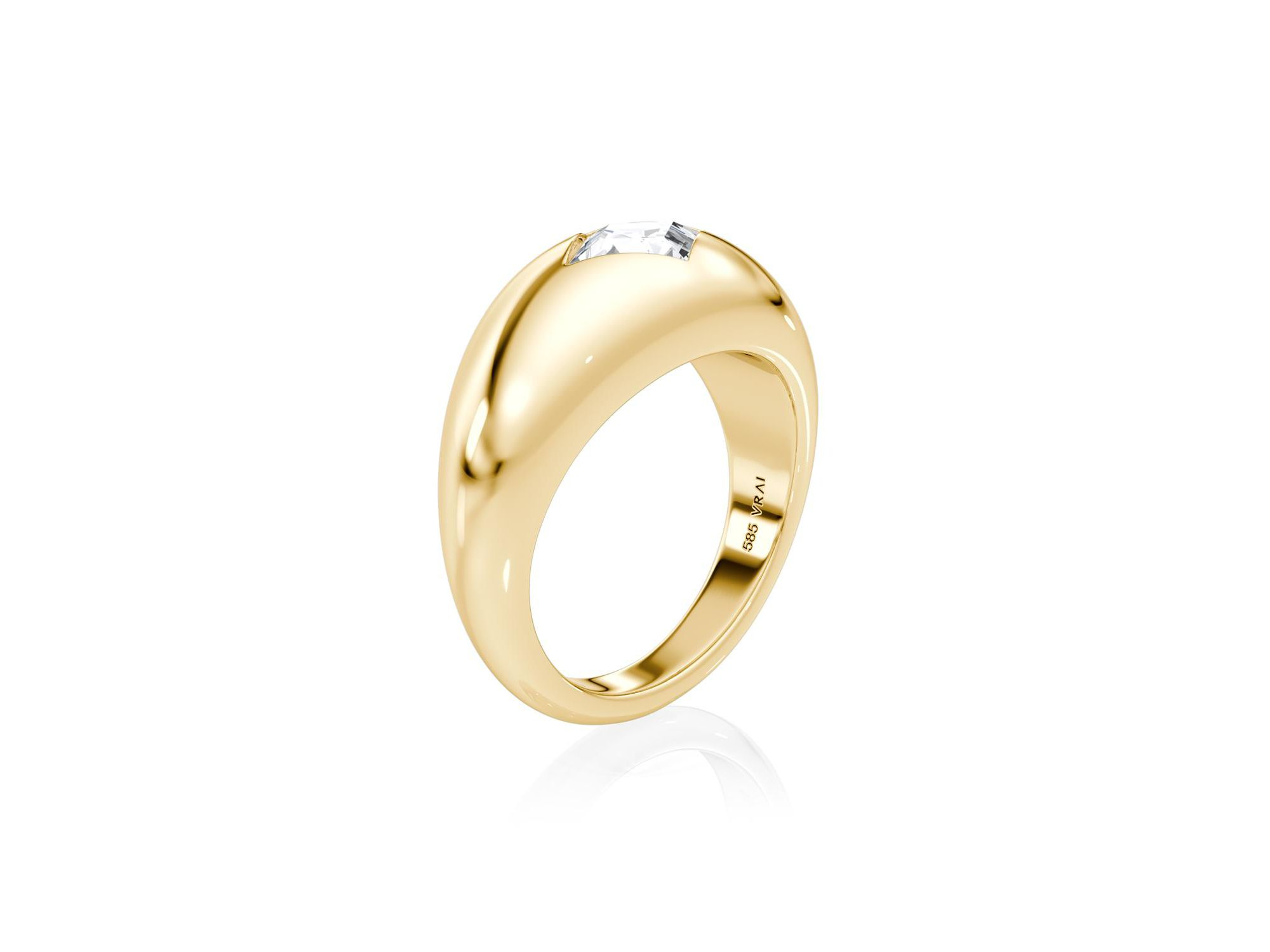 Dome Band in 14K Yellow Gold, .75ctw Lozenge Lab Grown Diamond — Image 4