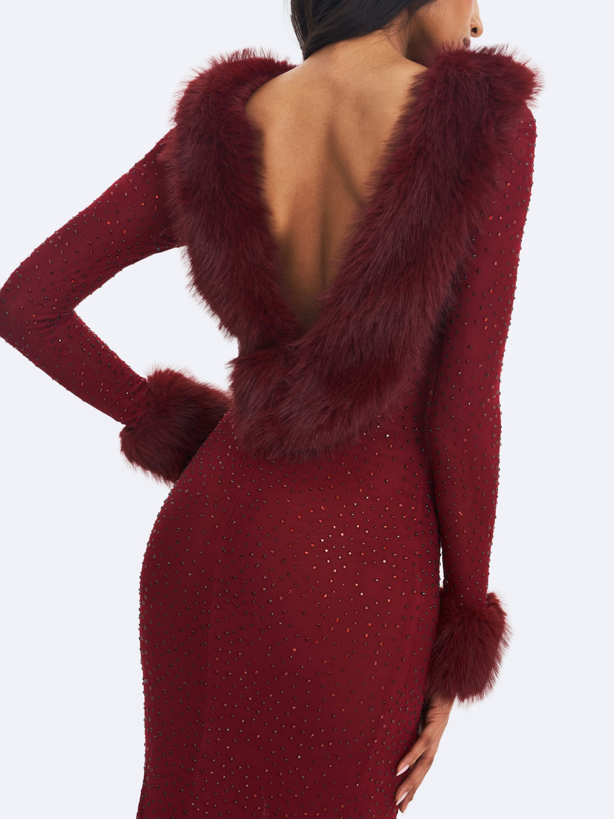Melrose Petite-Length Rhinestone Mesh Low Back Mermaid Dress — Image 3