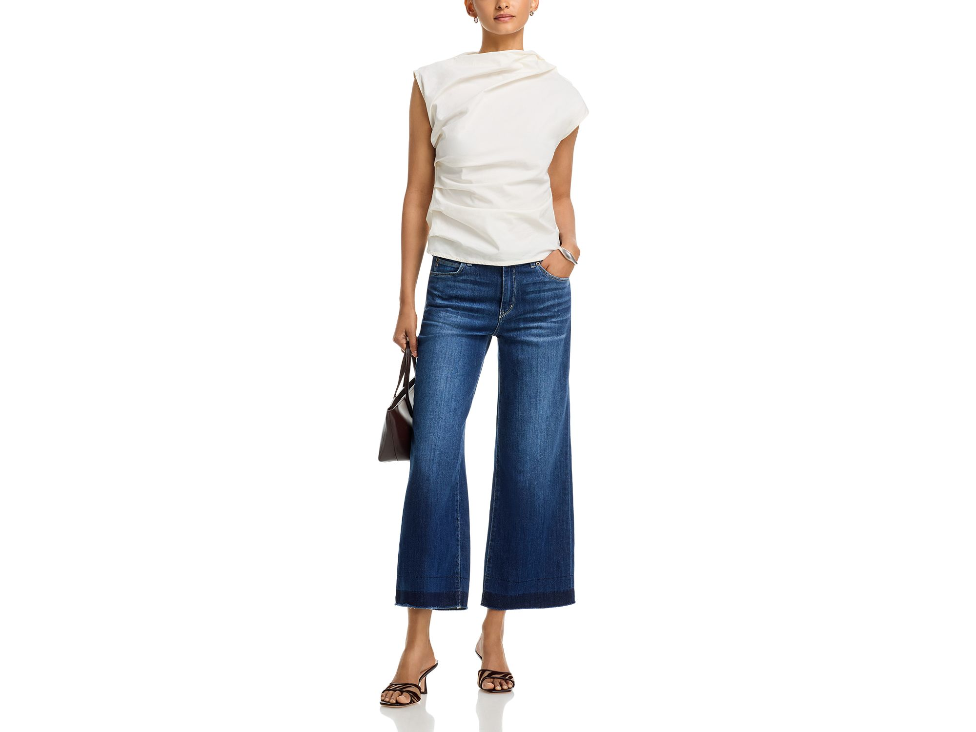 Rafaella High Rise Ankle Wide Leg Jeans in Medium Indigo — Image 4