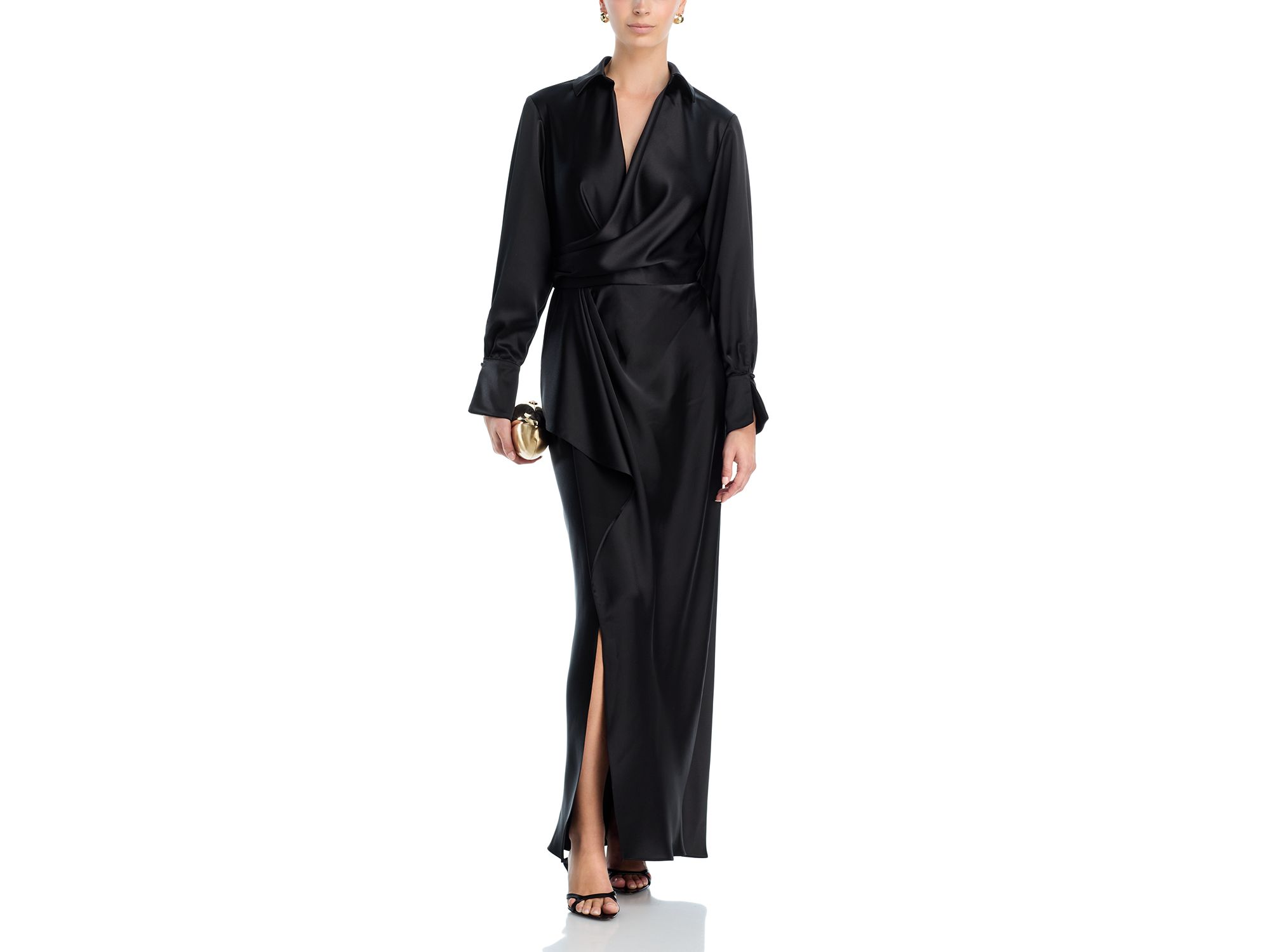 Satin Long Sleeve Maxi Gown - Exclusive — Image 3