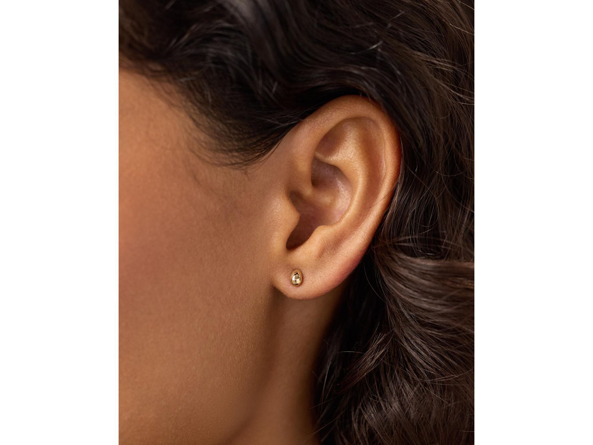 Gold Stud Earrings - Gold Mini Teardrop Studs — Image 3
