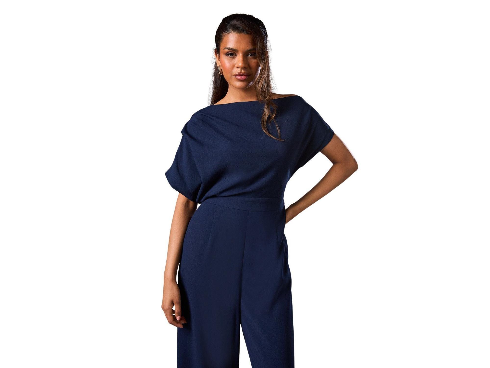 Petite Pleat Off The Shoulder Jumpsuit — Image 3