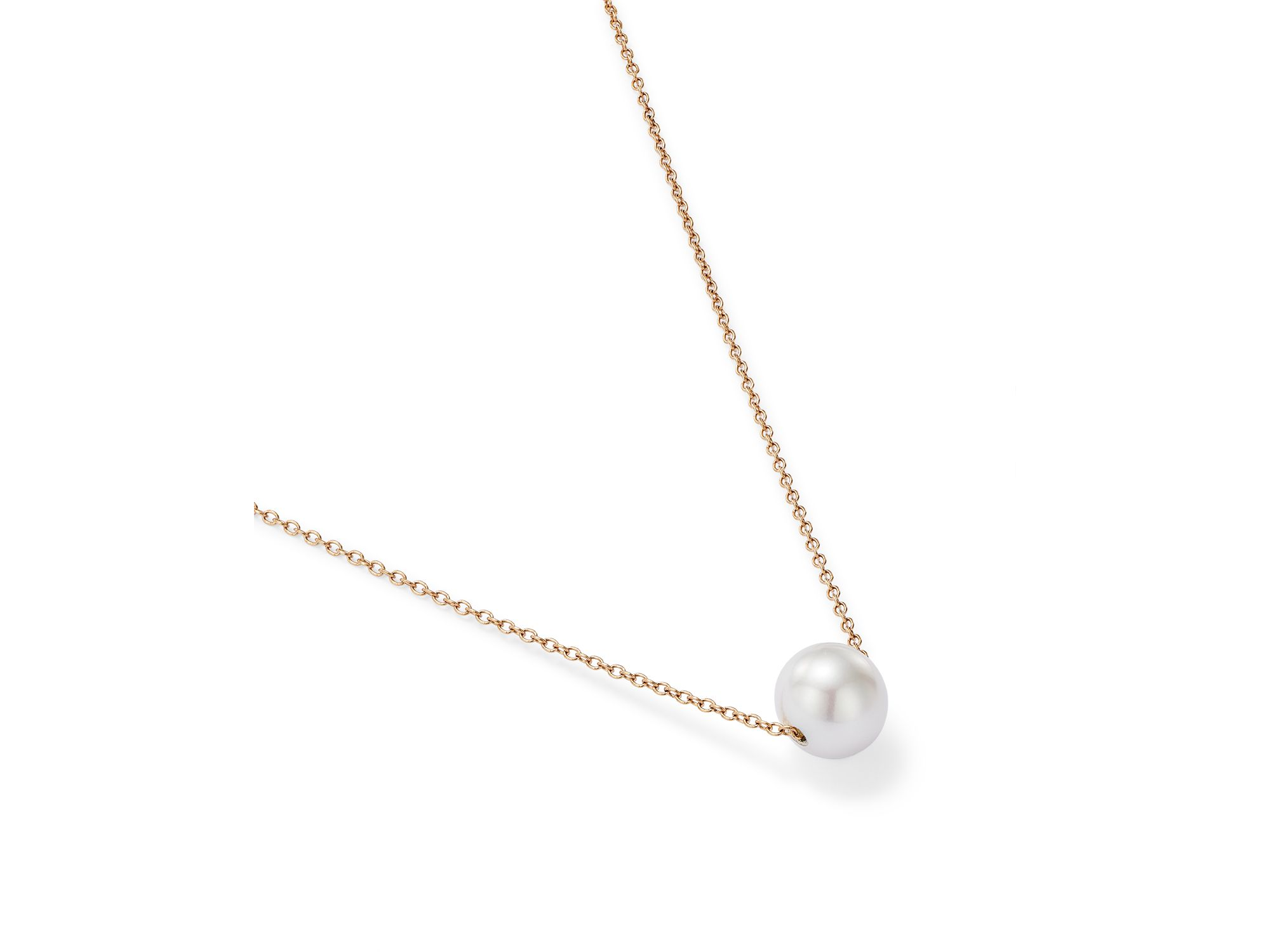 Cultured Freshwater Pearl Floating Pendant Necklace in 14K Yellow Gold, 16-18" — Image 5