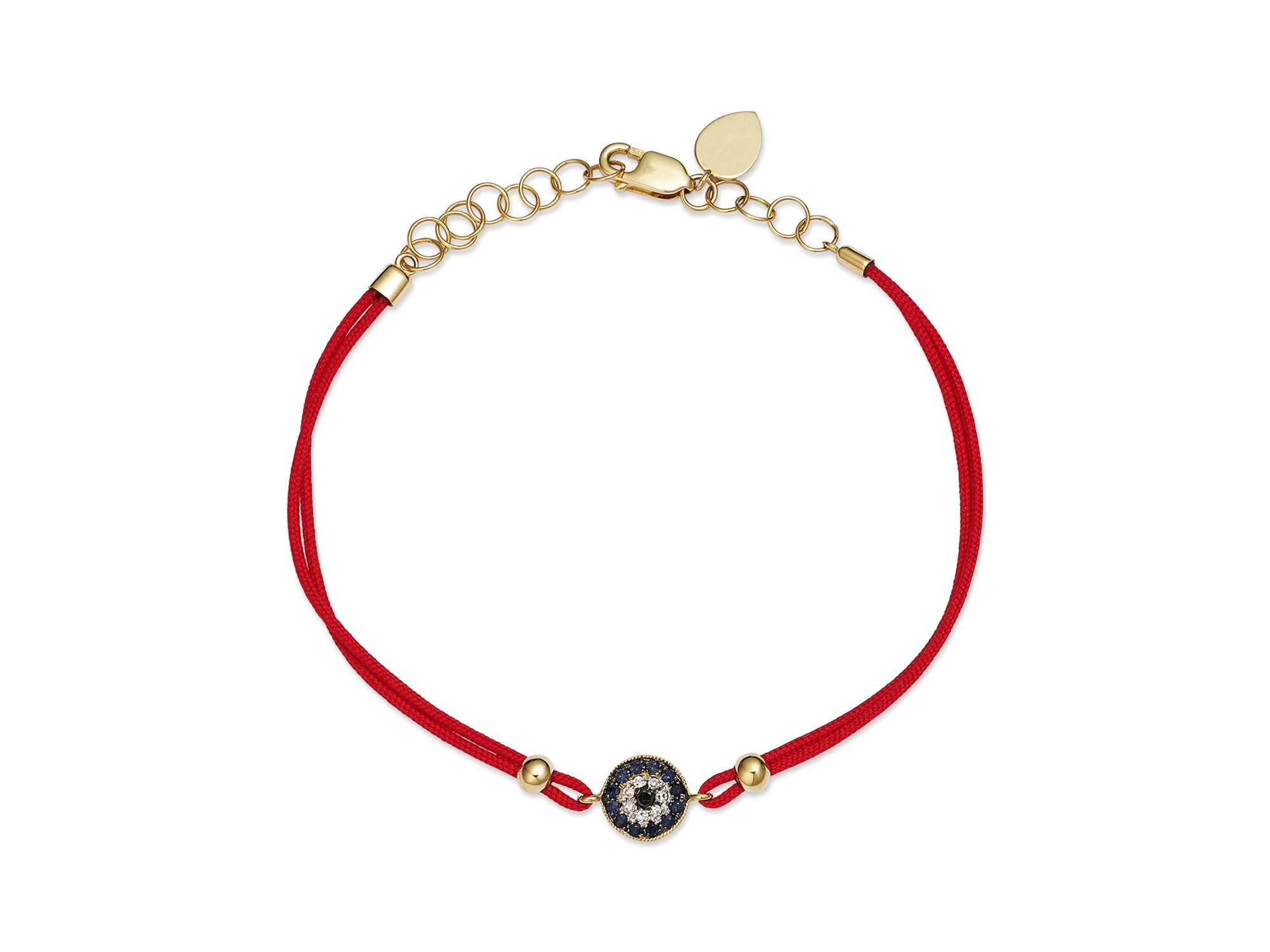 Diamond, Blue Sapphire And 14K Yellow Gold Evil Eye Bracelet — Image 5