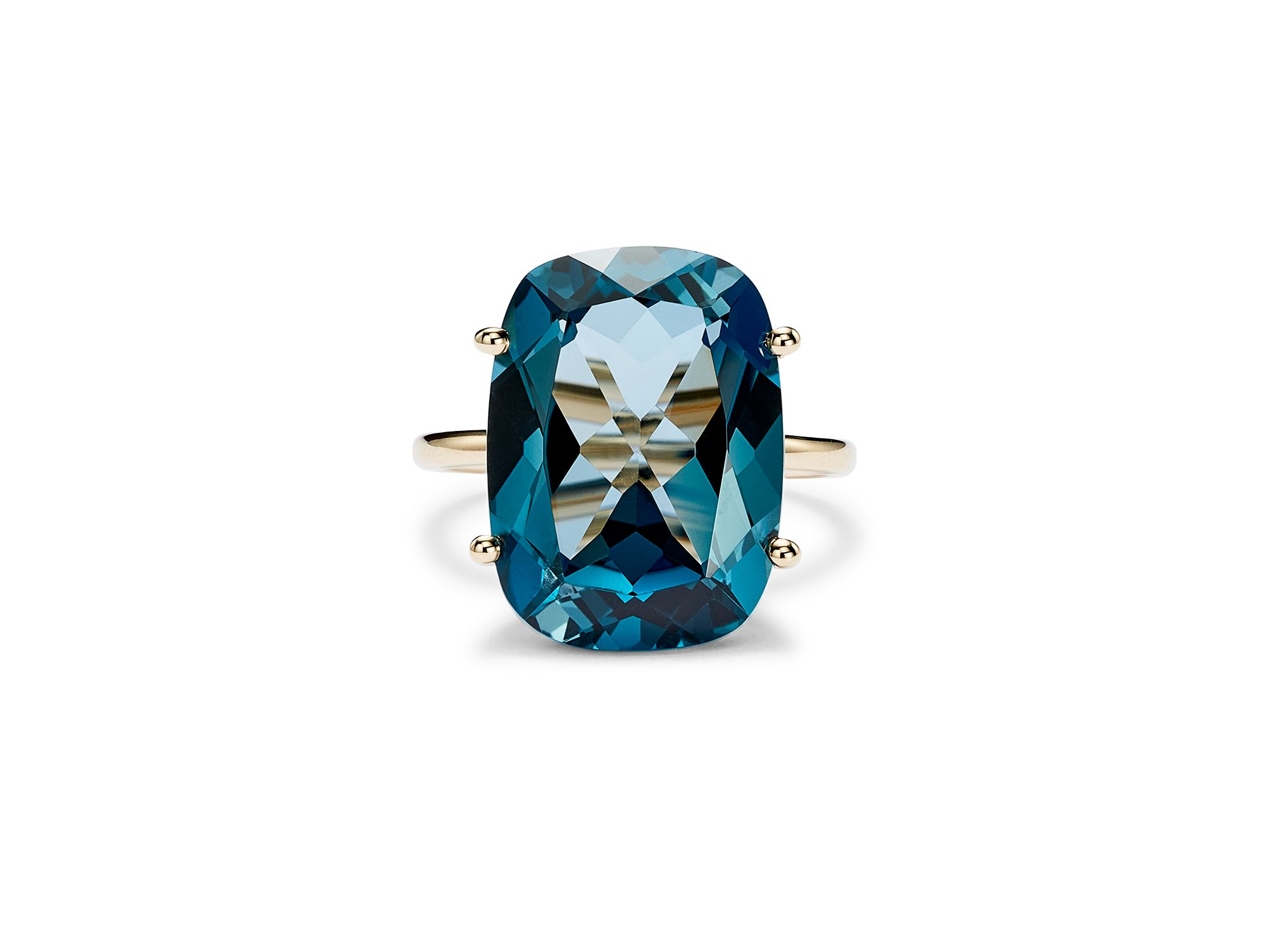 London Blue Topaz Statement Ring in 14K Yellow Gold — Image 5