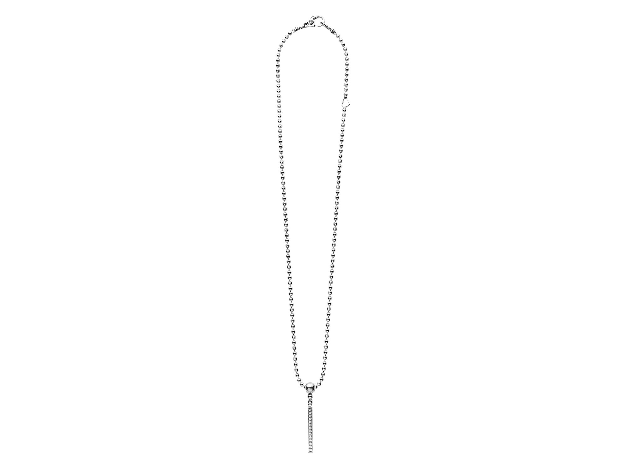 Sterling Silver Caviar Spark Diamond Stick Pendant Necklace, 16" — Image 5