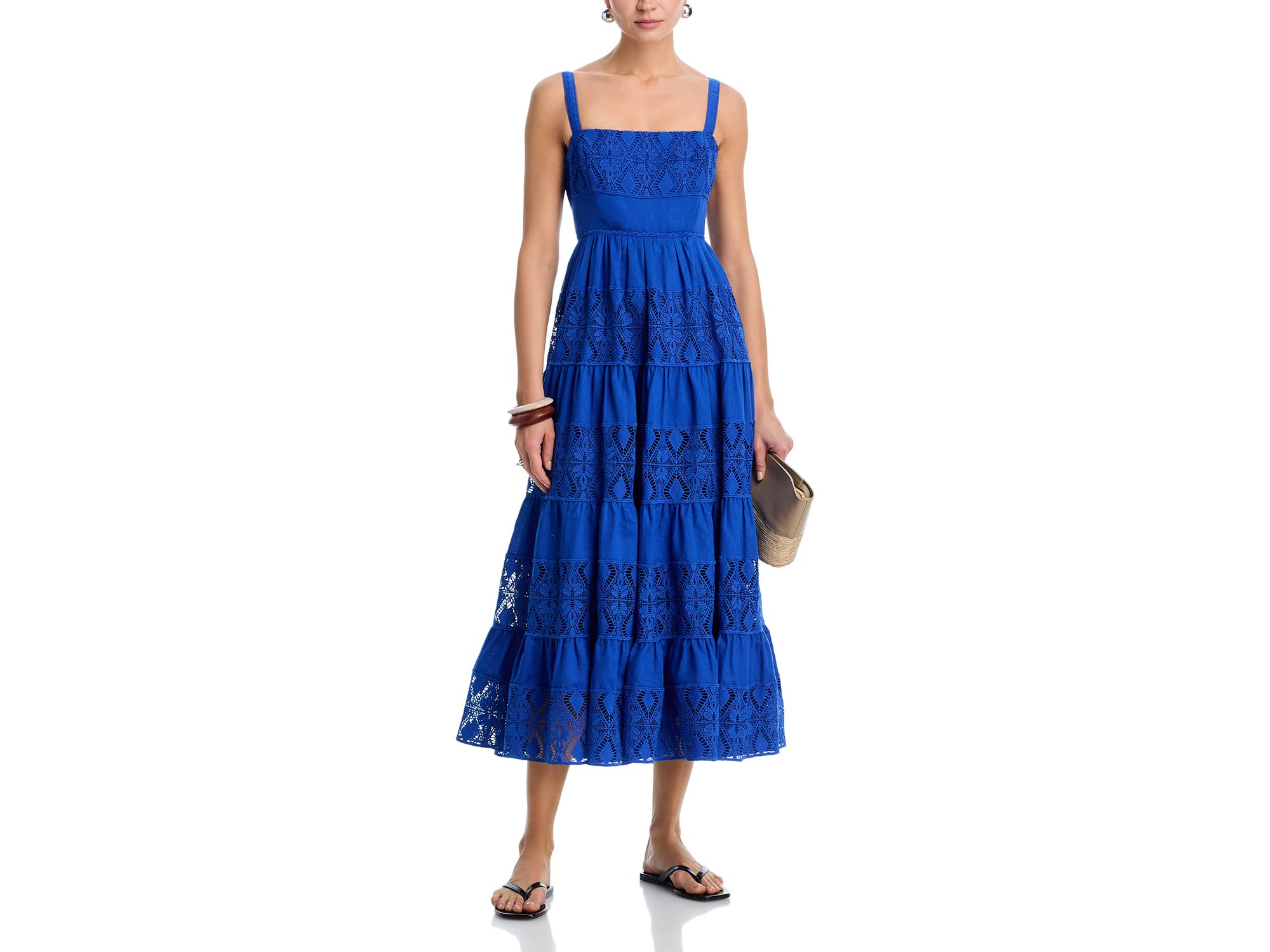 Lace Inset Tier Midi Dress - Exclusive — Image 3