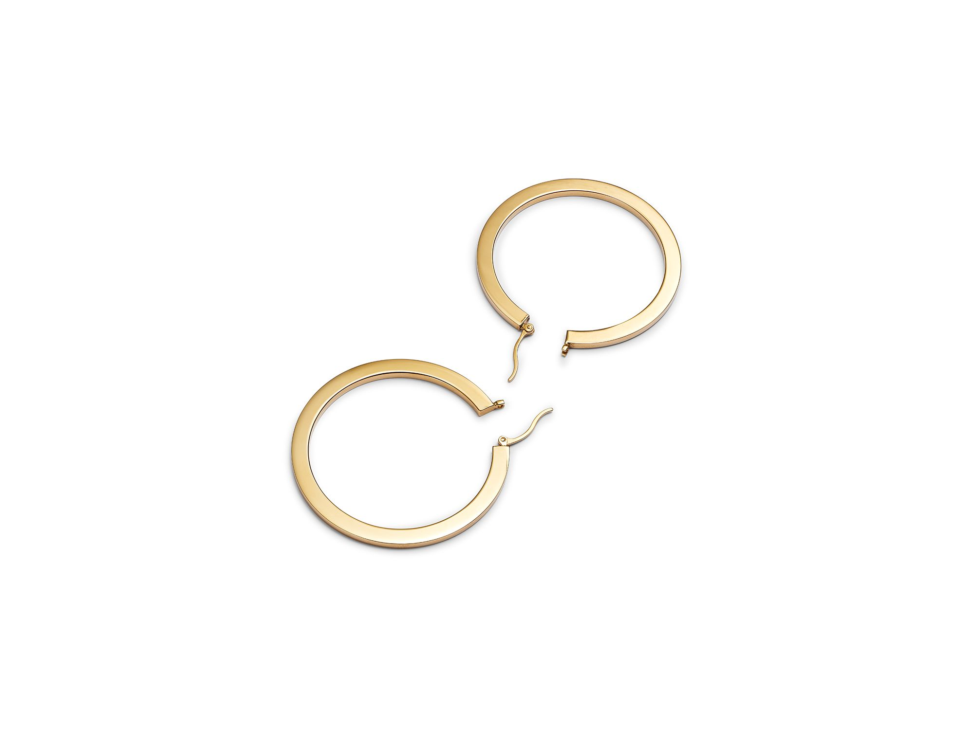 Flattened Hoop Earrings in 14K Yellow Gold - Exclusive — Image 4