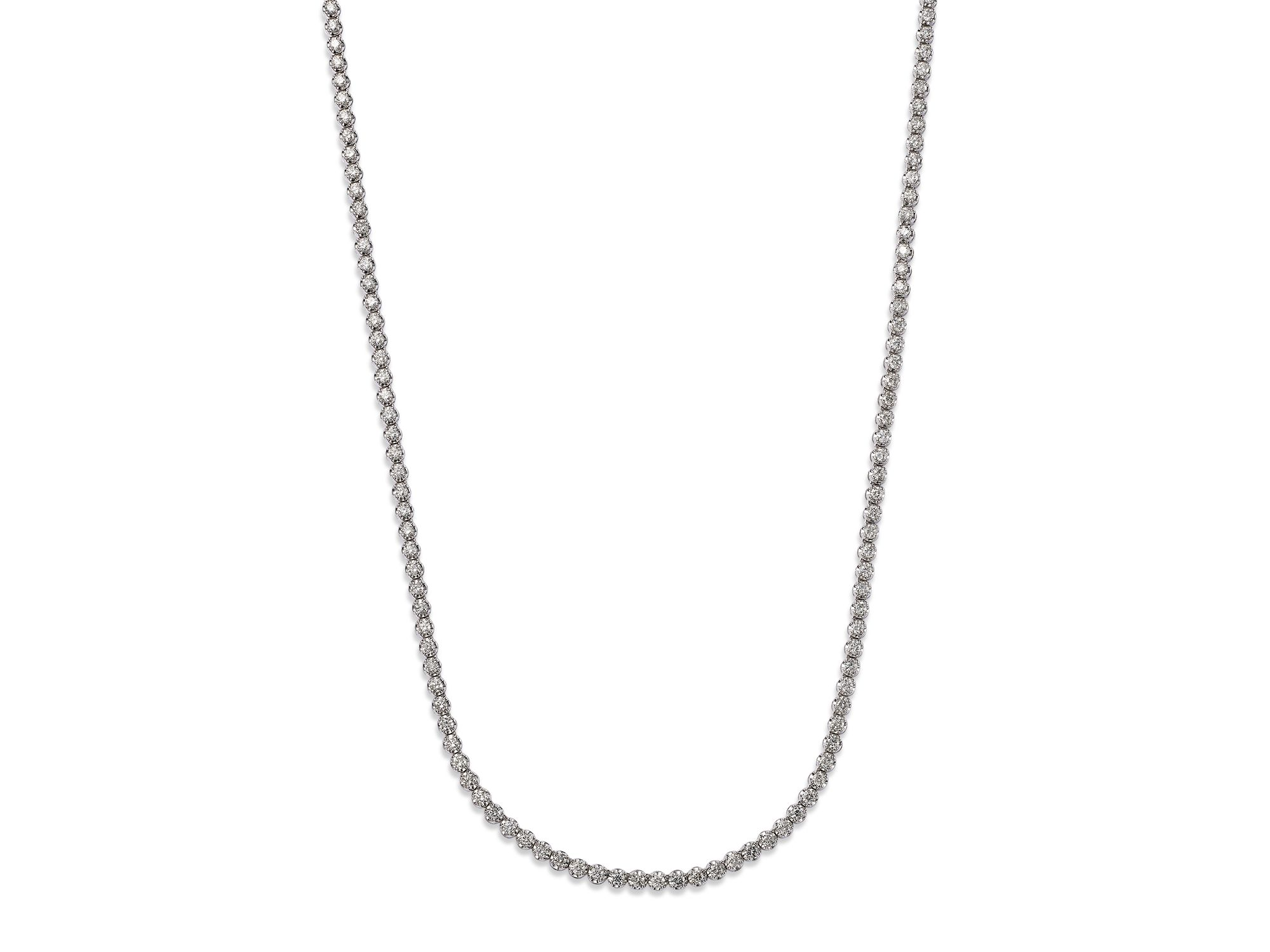 Diamond Crown Set Tennis Necklace in 14K White Gold, 4.0-10.0 tcw — Image 5