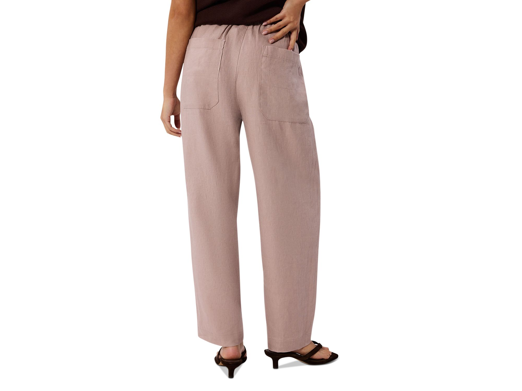 Petite Linen Barrel Leg Trousers — Image 4
