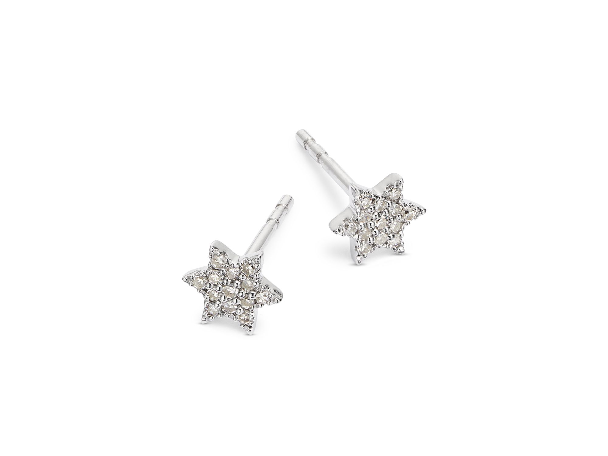 Diamond Pavé Star of David Stud Earrings in 14K White Gold, 0.10 tcw — Image 3
