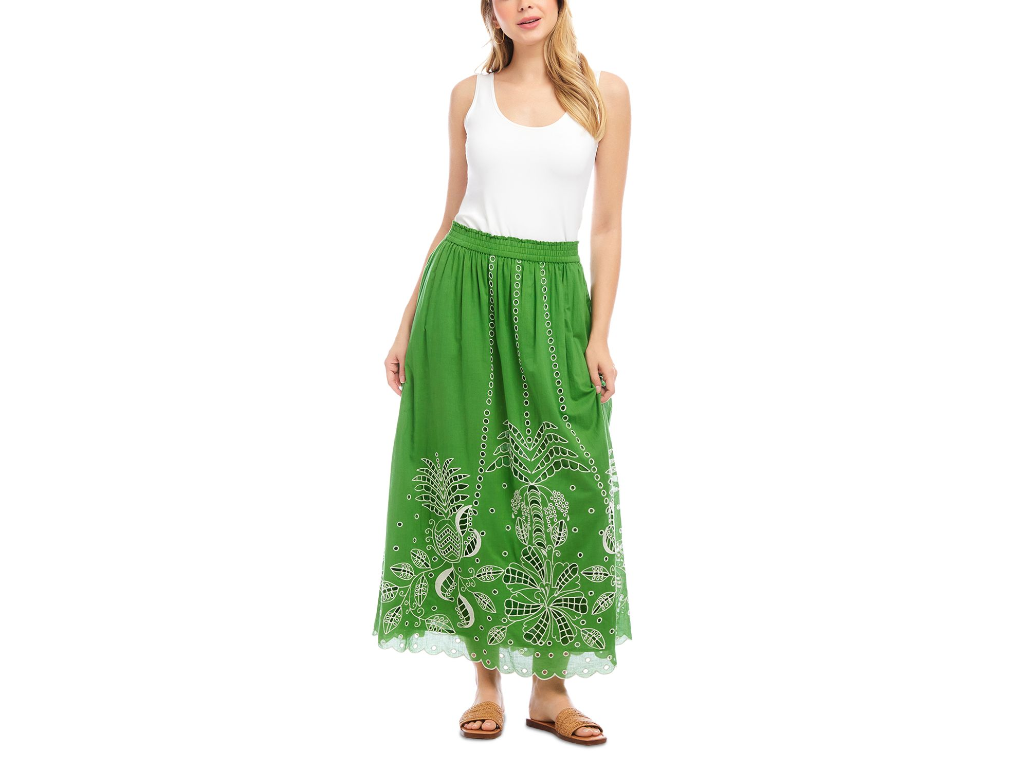 Cutout Embroidery Midi Skirt — Image 4