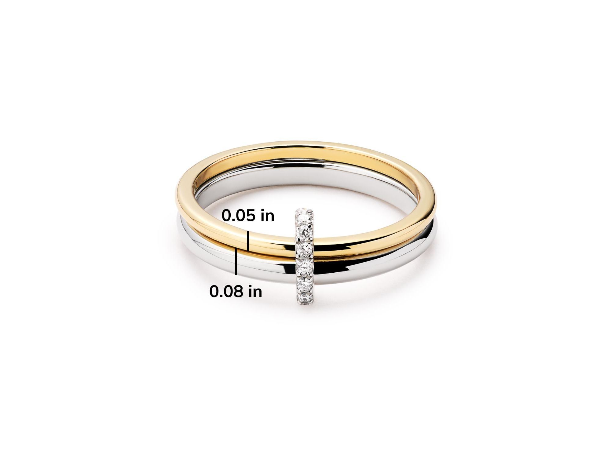 Solid Gold Two Tone Lab Grown Diamond Link Ring — Image 6