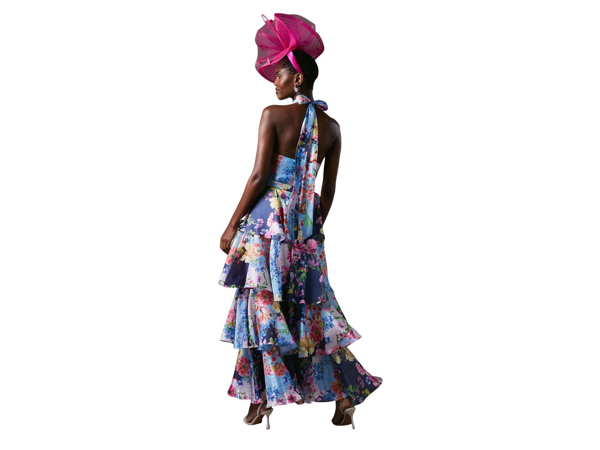 Cross Neck Printed Frill Skirt Dress — Image 4