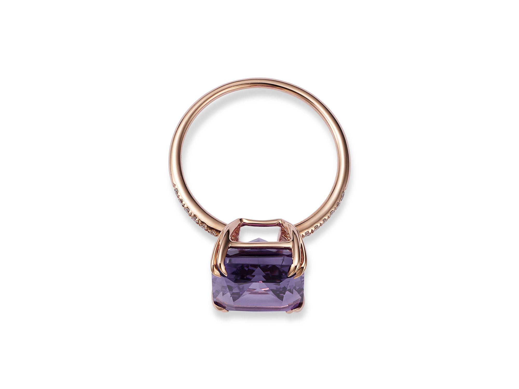Amethyst and Diamond Statement Ring in 14K Rose Gold — Image 3