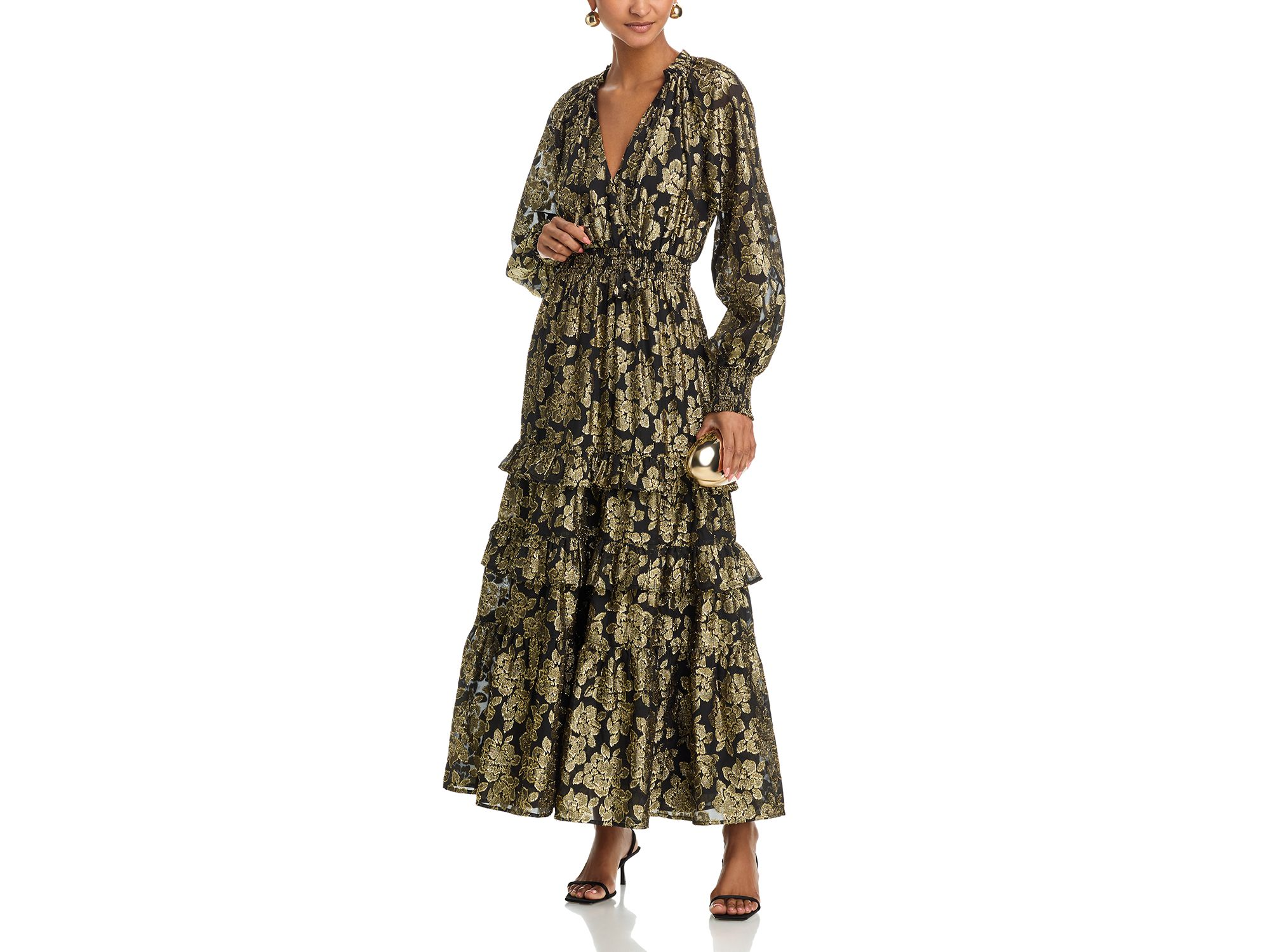 Metallic Jacquard Tiered Dress - Exclusive — Image 4