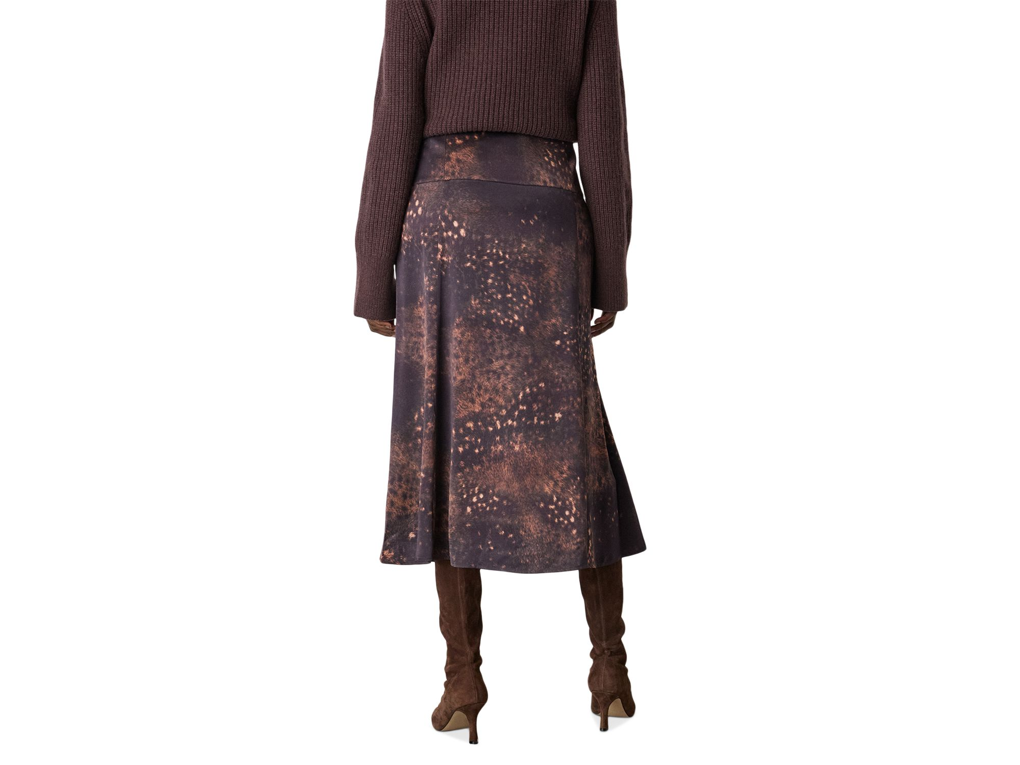 Spotted Animal Midi Satin Skirt — Image 4