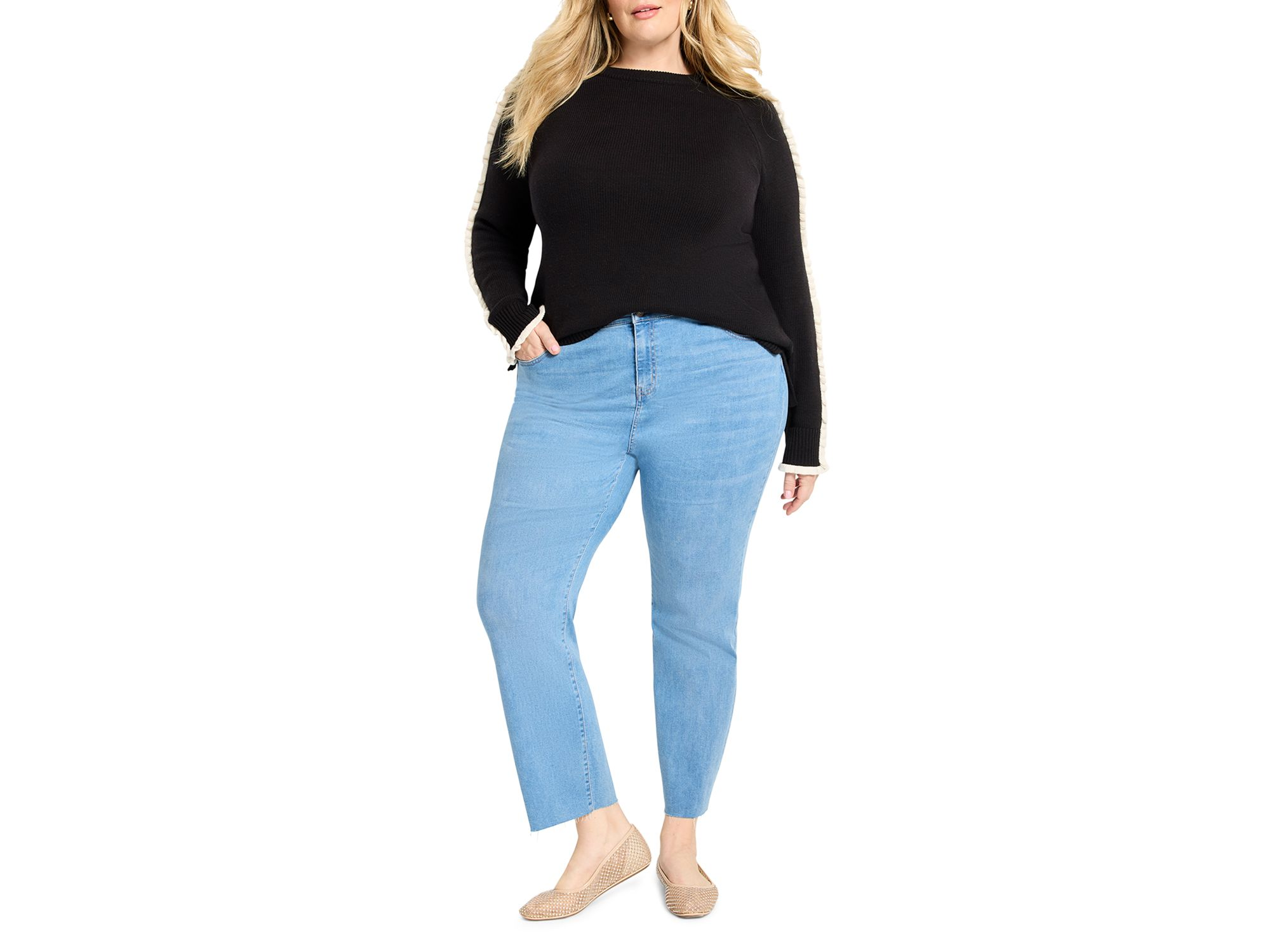 Ruffled Down Round Neck Sweater — Image 4