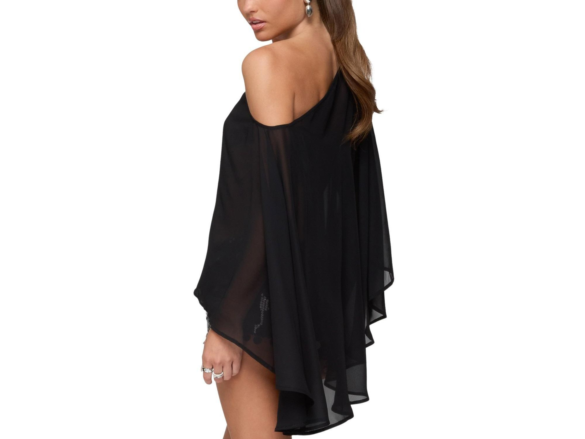 Sheer Chiffon Asymmetric Poncho — Image 3
