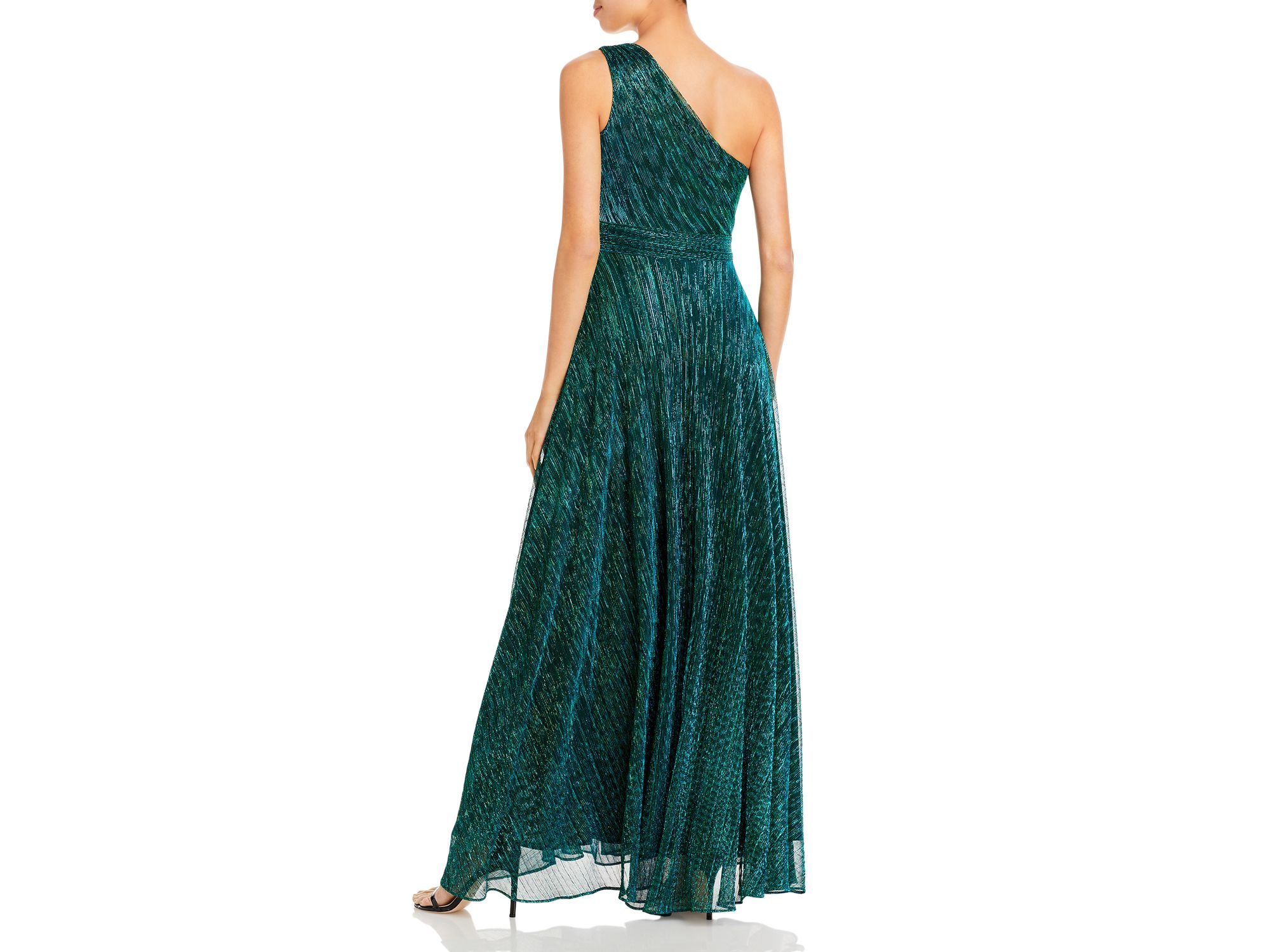 One Shoulder Crinkled Metallic Gown - Exclusive — Image 5