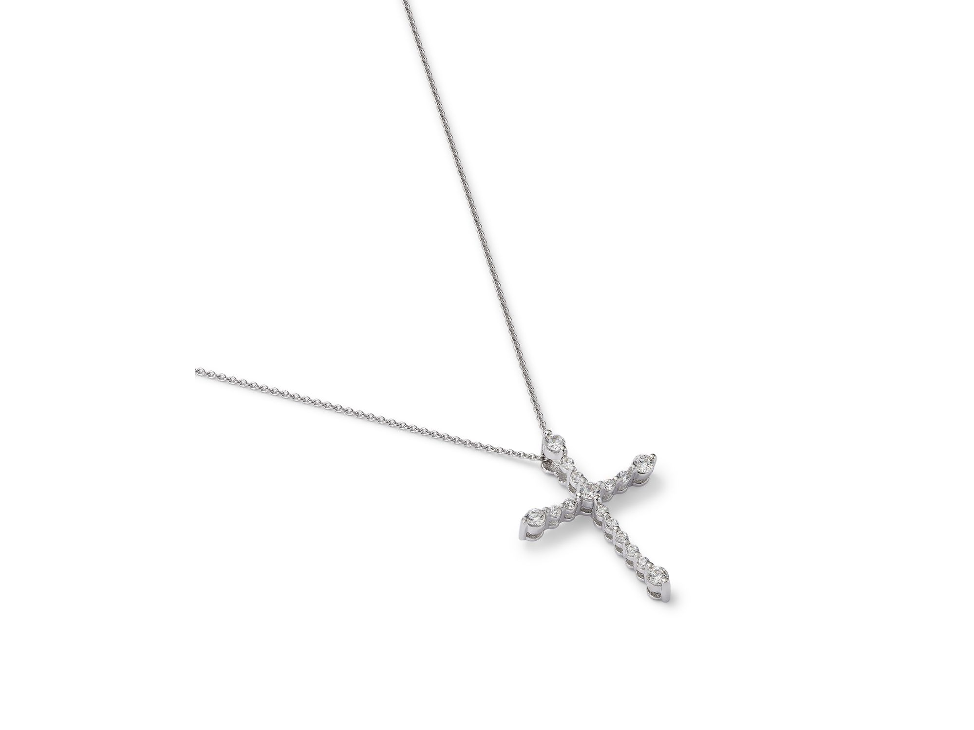 Diamond Cross Pendant Necklace in 14K White Gold, 0.25 tcw — Image 3
