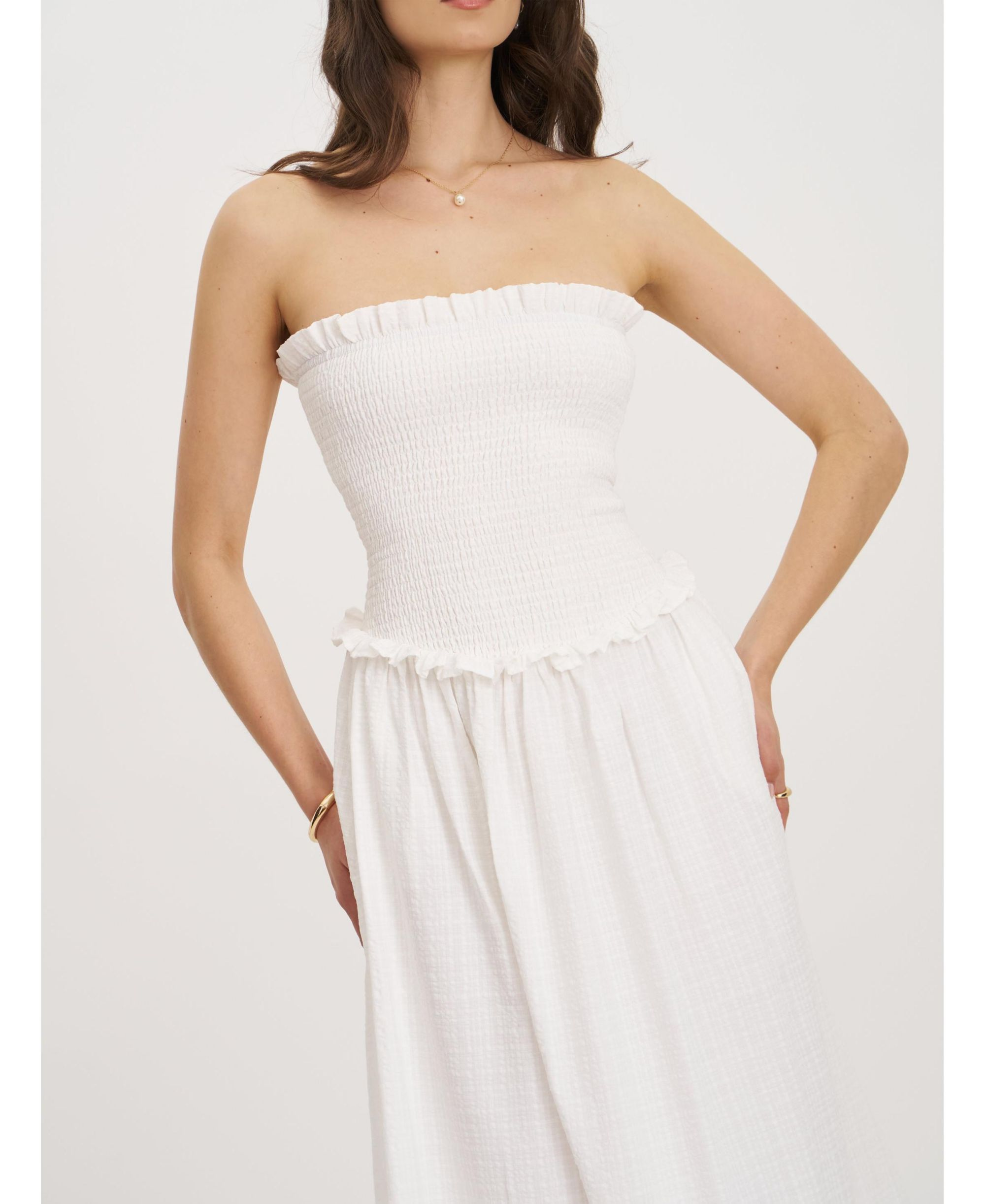 Quadiya Smock Top Strapless Drop Waist Midi Dress — Image 3