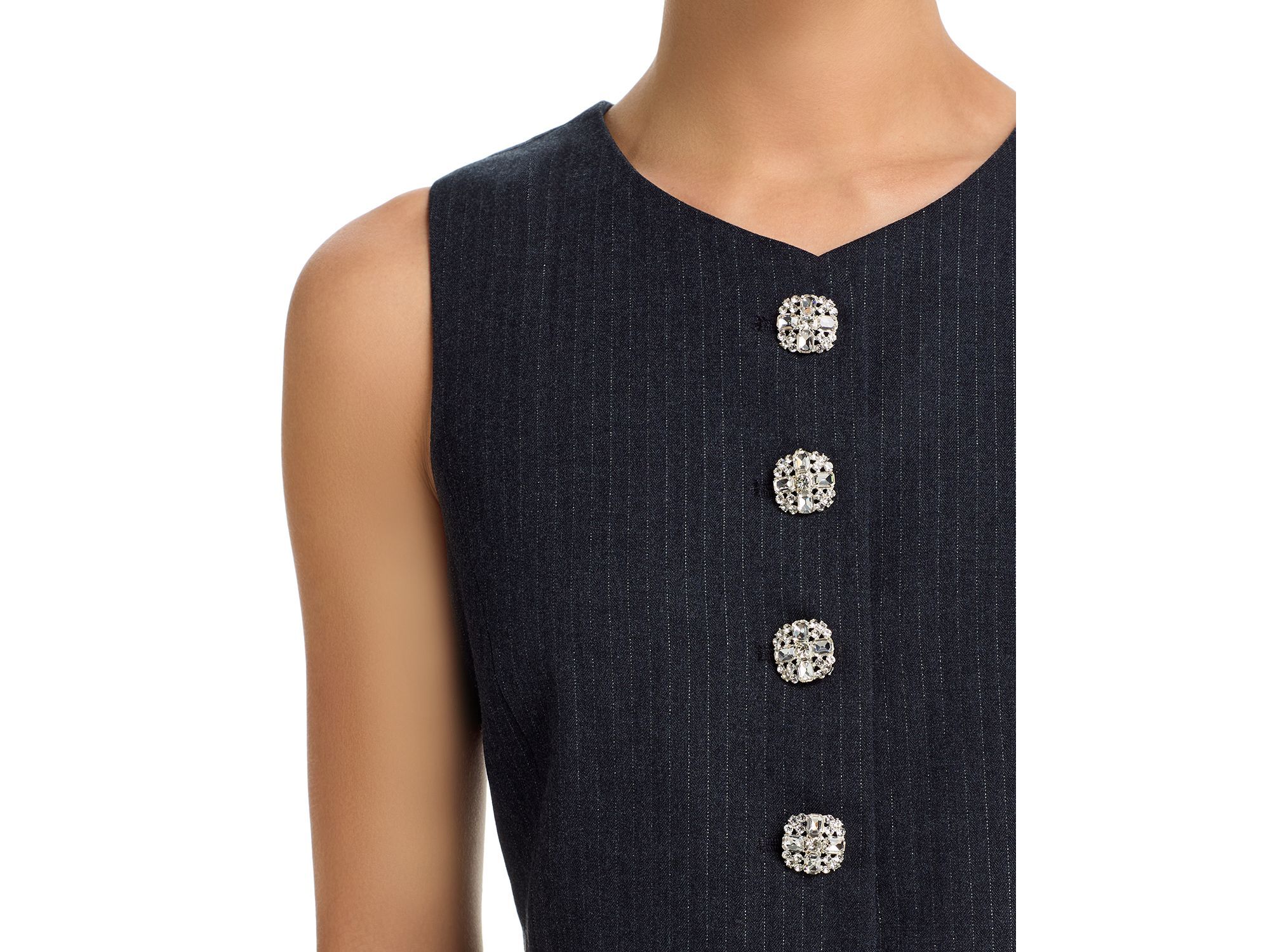 Pinstripe Rhinestone Button Vest & Pinstripe Rhinestone Button Pants - Exclusive — Image 3