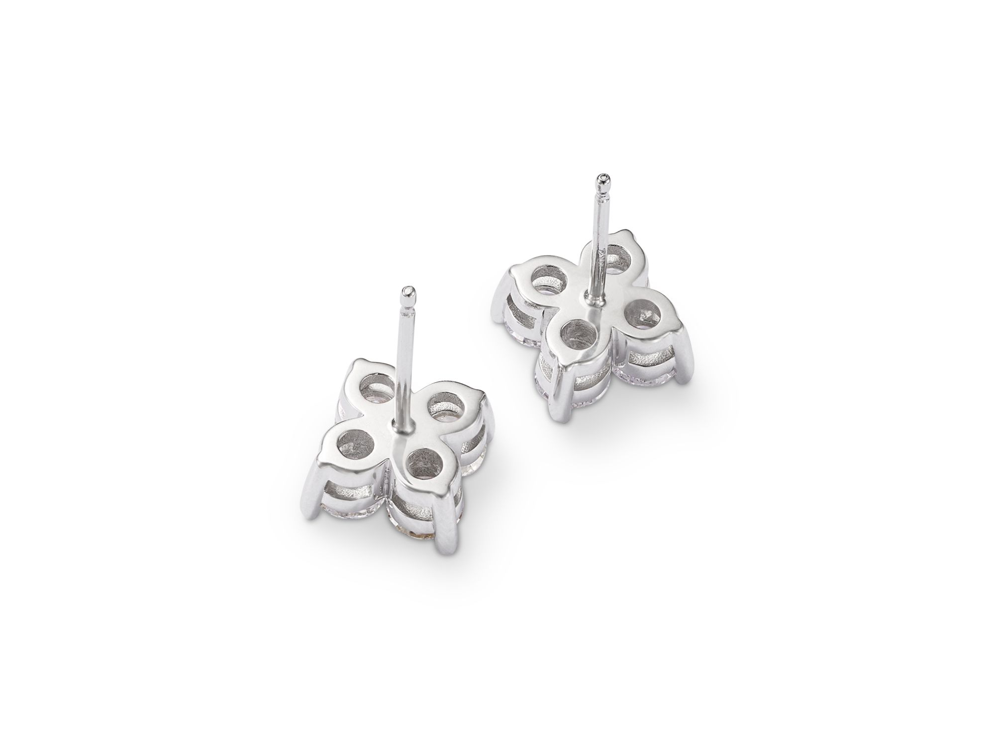 Diamond Clover Stud Earrings in 14K White Gold, 2.50 tcw — Image 4