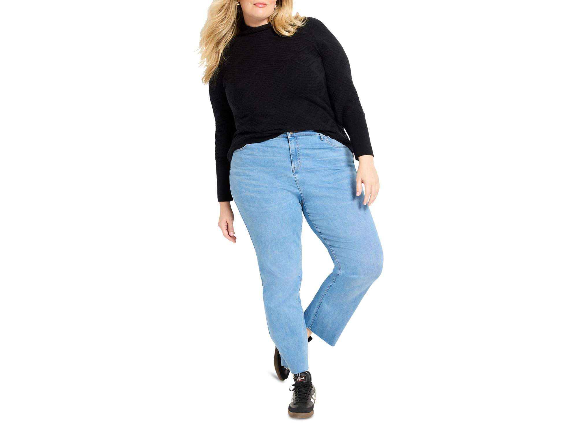 Textured Diamond Funnel Neck Sweater — Image 4