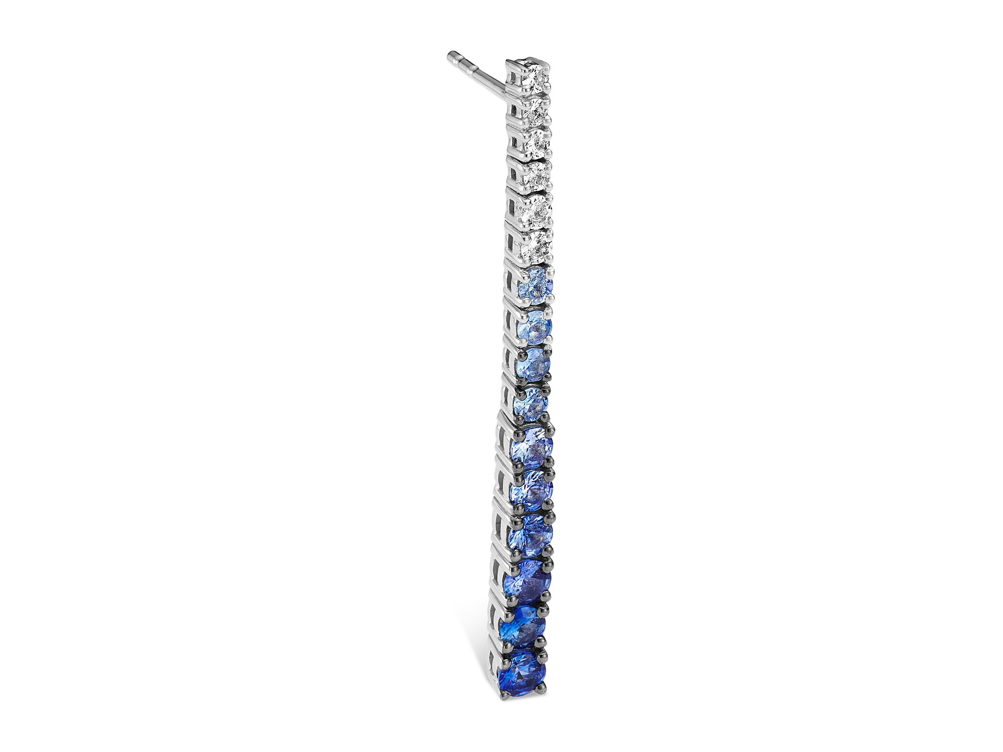 Sapphire Ombré Linear Earrings in 14K White Gold — Image 3