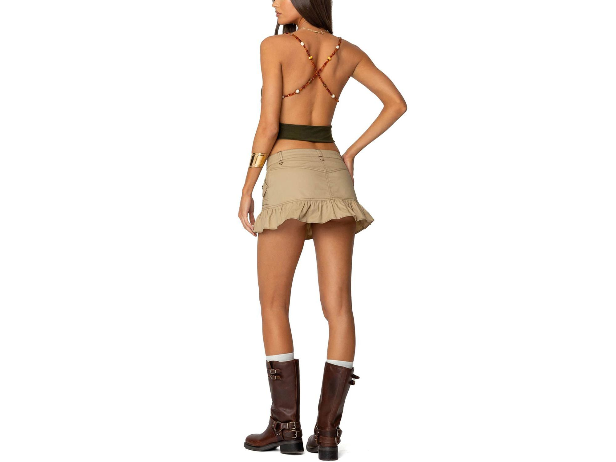Beaded Deep Cowl Neck Backless Top — Image 3