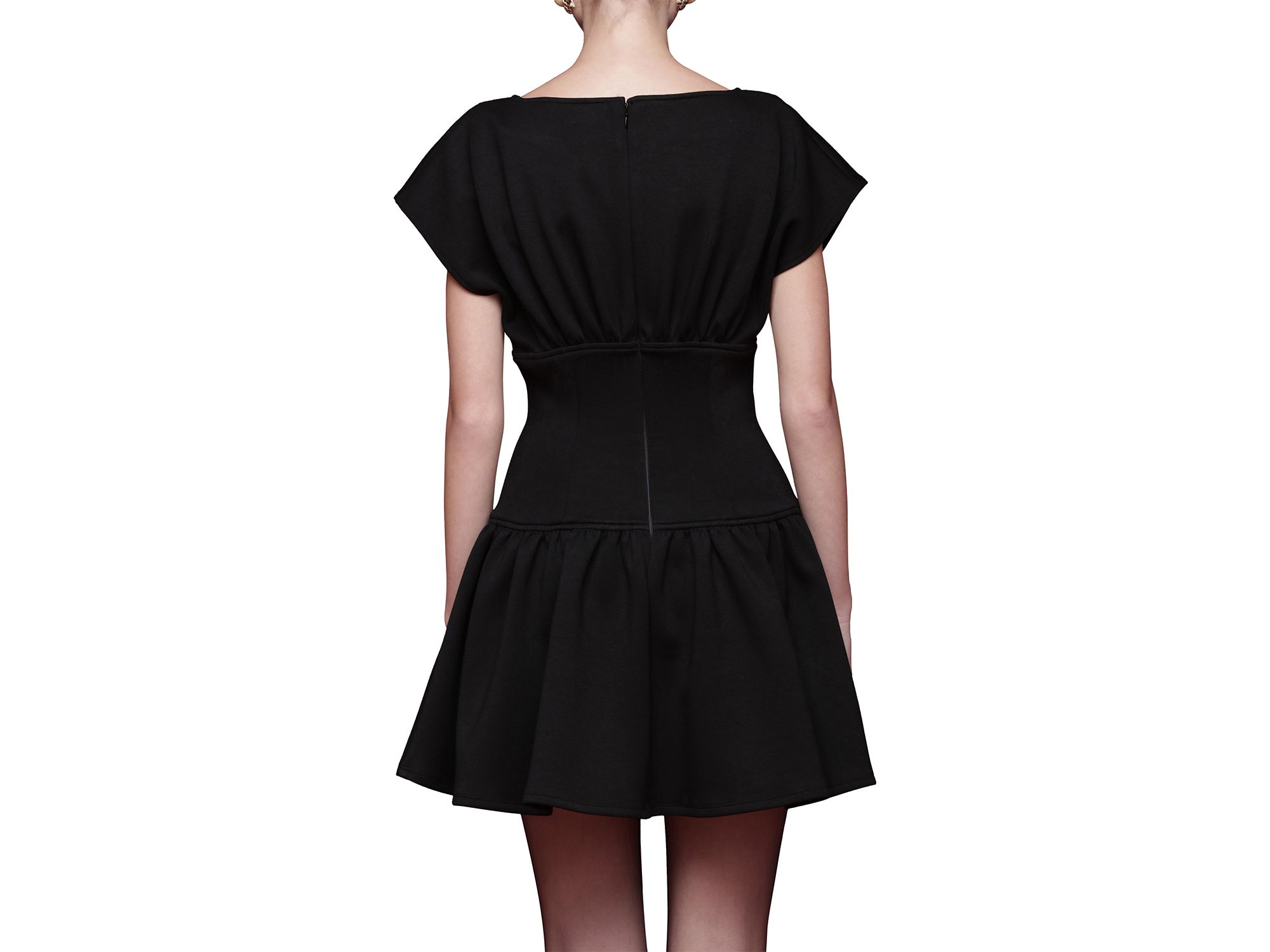 Boat Neck Drop Waist Mini Dress — Image 3